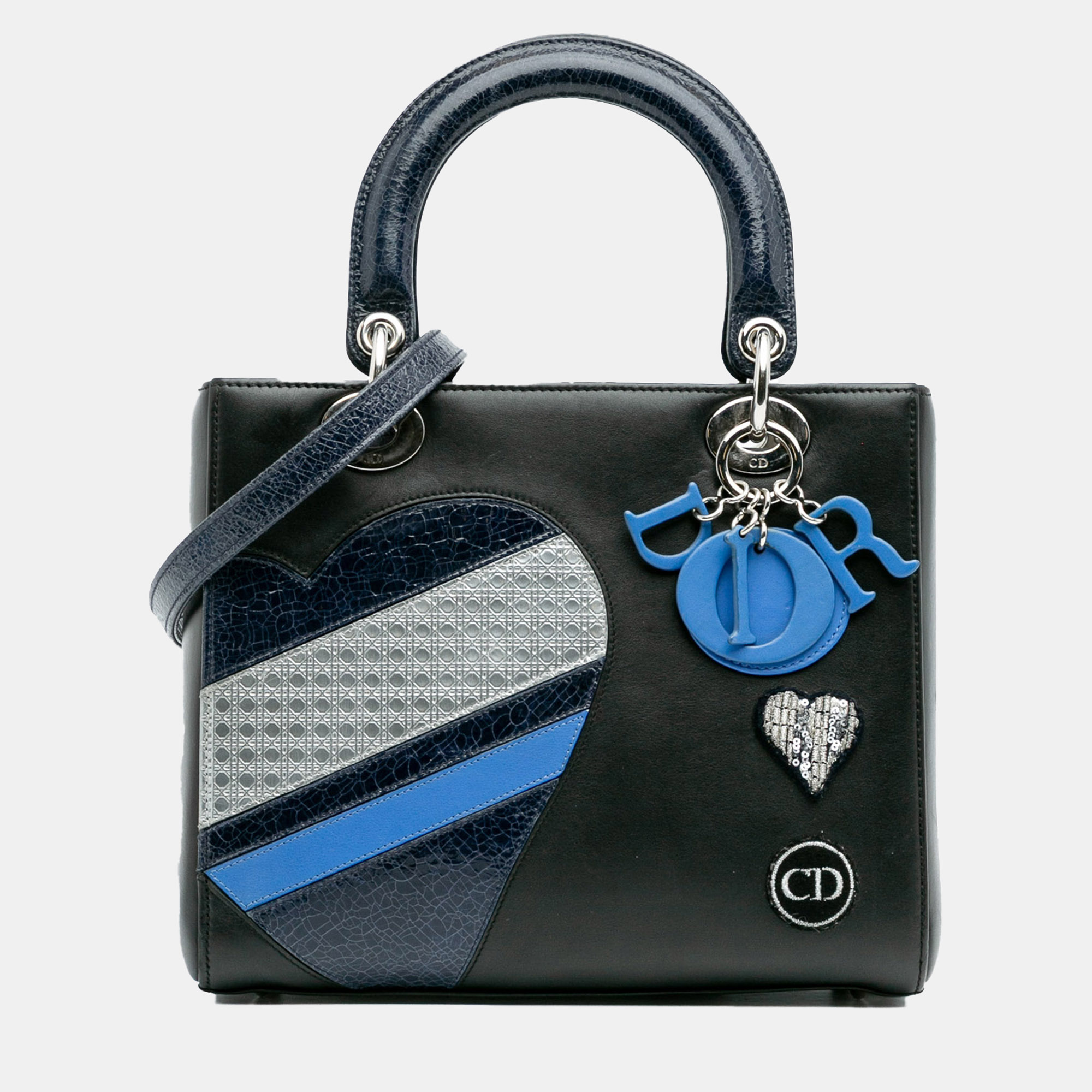 Dior Black Blue Medium Calfskin Patent Embroidered Valentines Day Heart Lady Dior
Dior Black Blue Medium Calfskin Patent Embroidered Valentines Day Heart Lady Dior