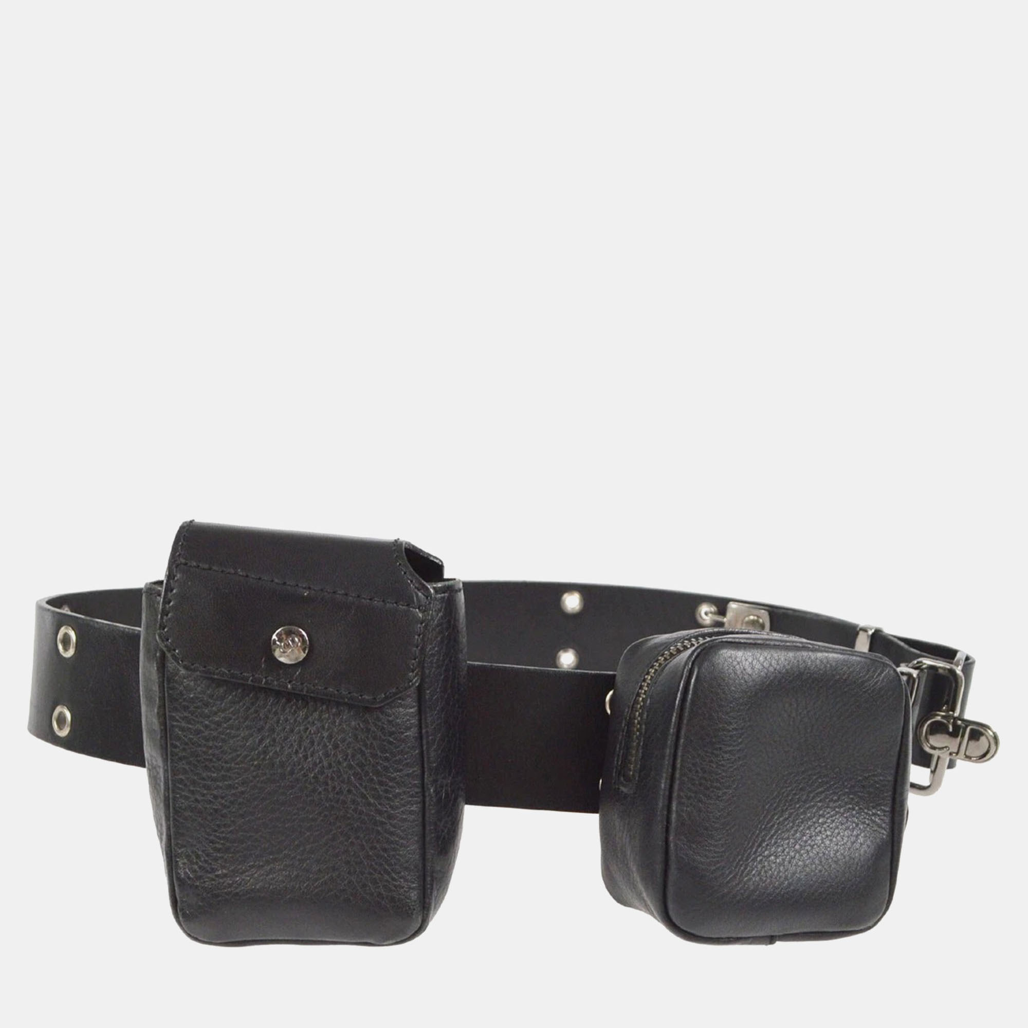 Christian Dior Twin Pochette Belt Bum Bag Black Leather Italy #85
Christian Dior Twin Pochette Belt Bum Bag Black Leather Italy #85