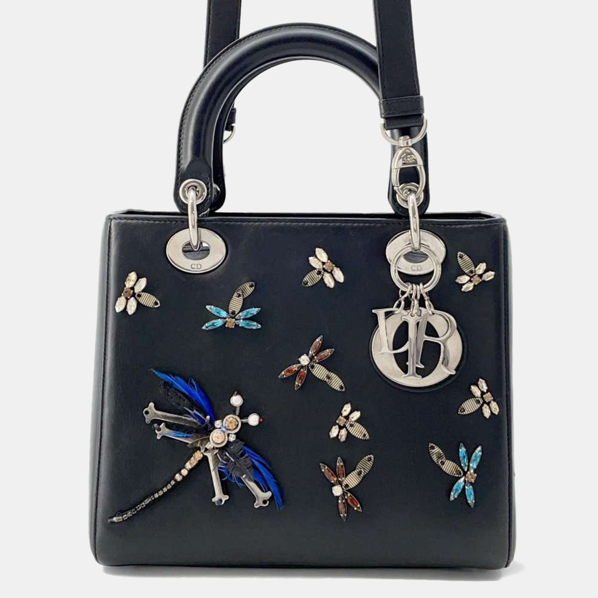 Christian Dior Handbag Lady Leather Rhinestone Dragonfly Black
Christian Dior Handbag Lady Leather Rhinestone Dragonfly Black