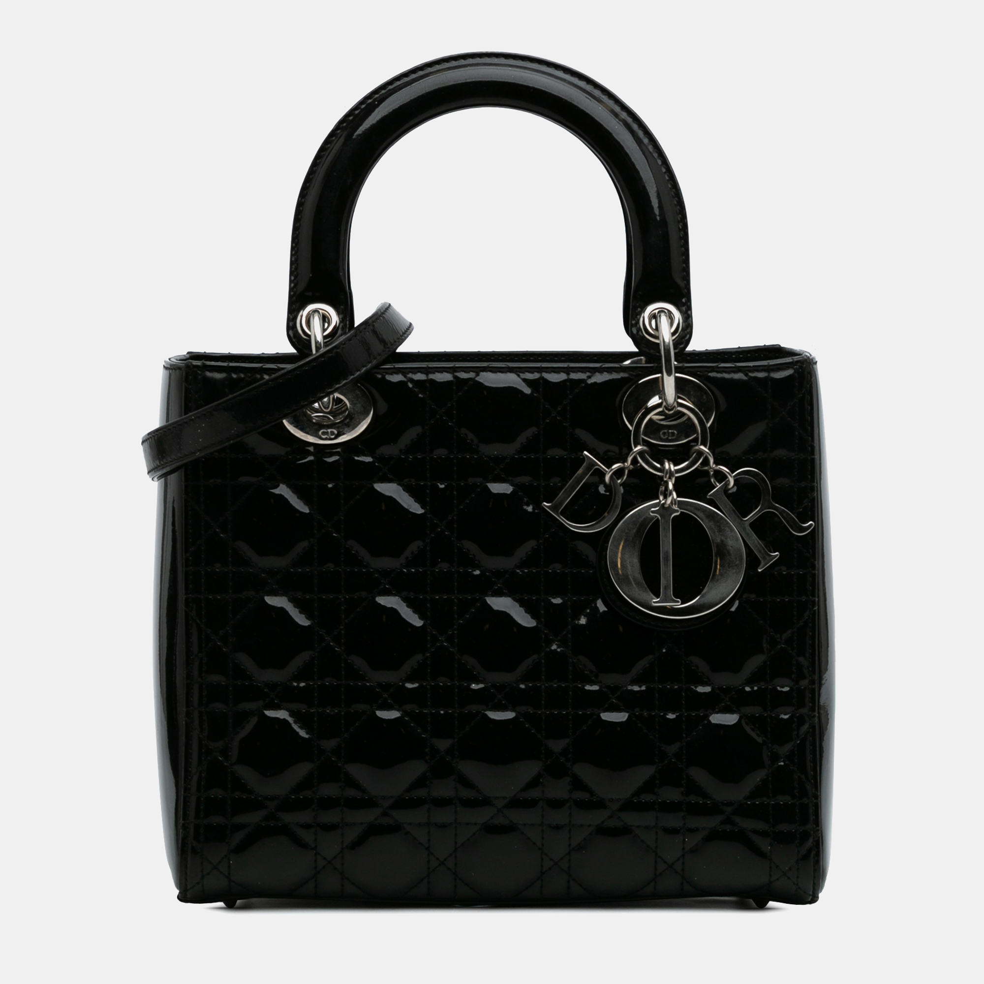 Dior Black Medium Patent Cannage Lady Dior