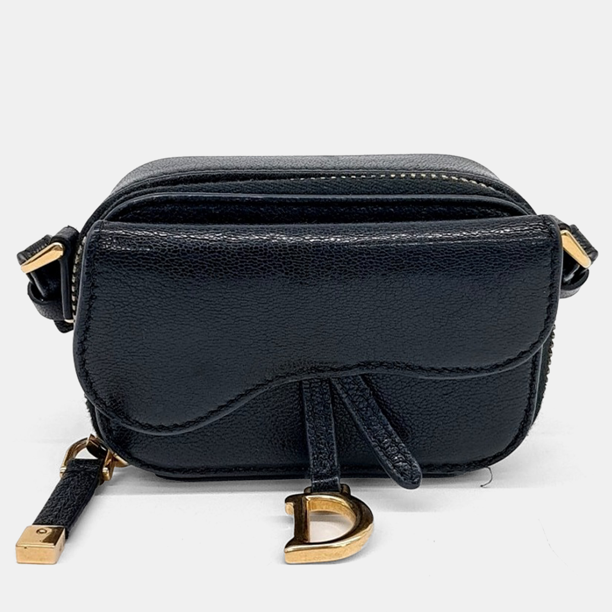 Dior Black Leather Saddle Micro Mini Crossbody Bag