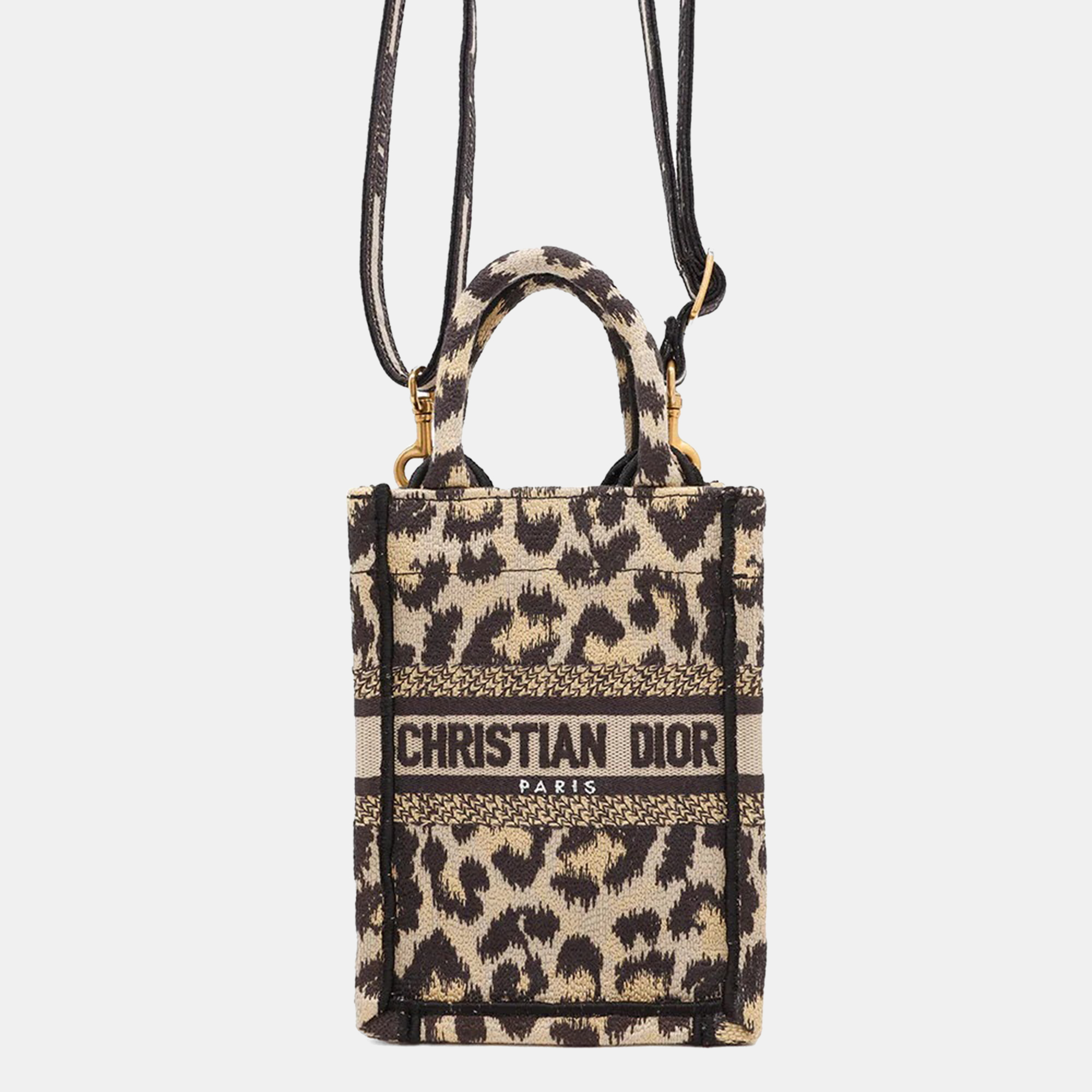 Dior Book Tote Mini Beige/Black Canvas Shoulder Bag