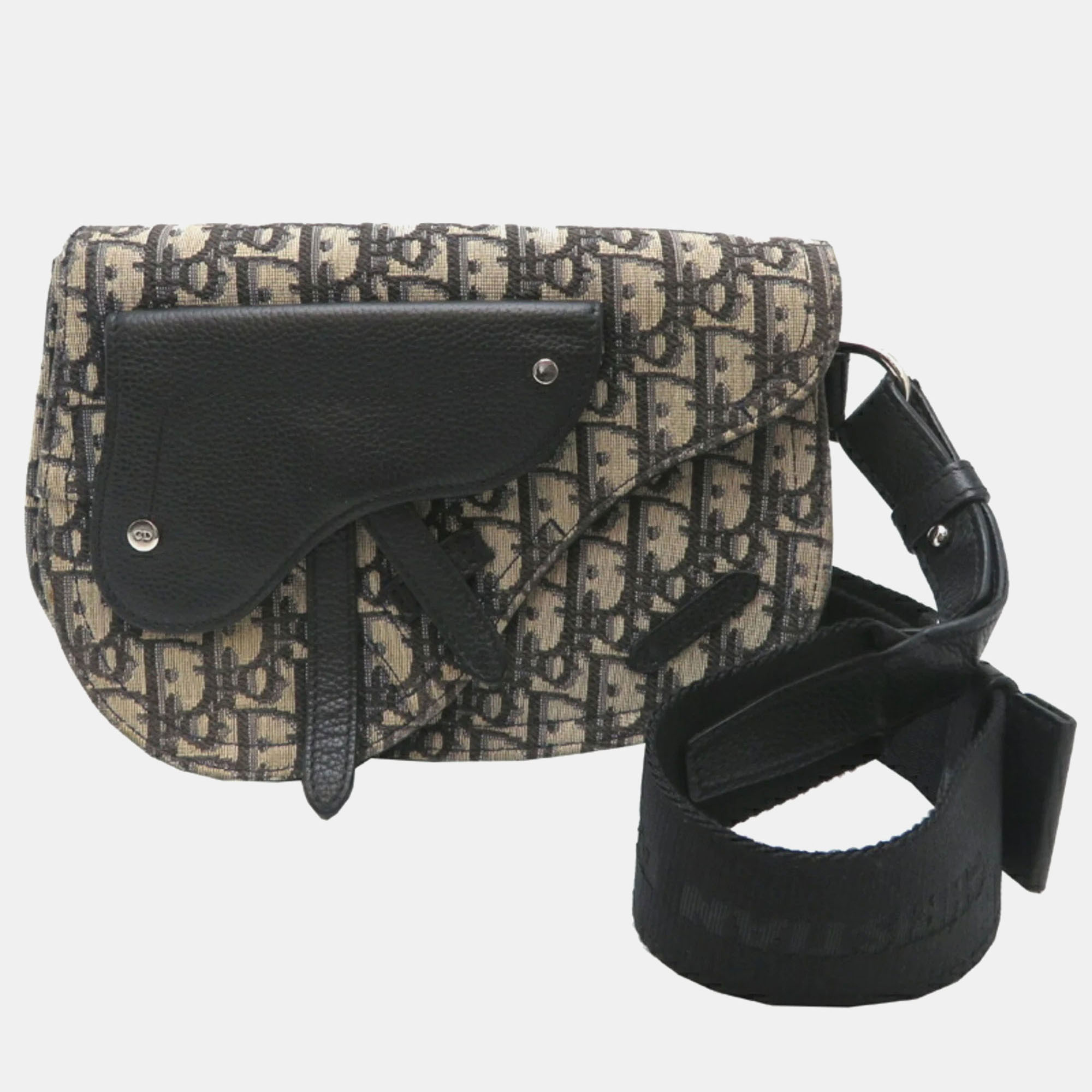 Christian Dior Saddle Navy/Black Canvas Trotter Body Bag