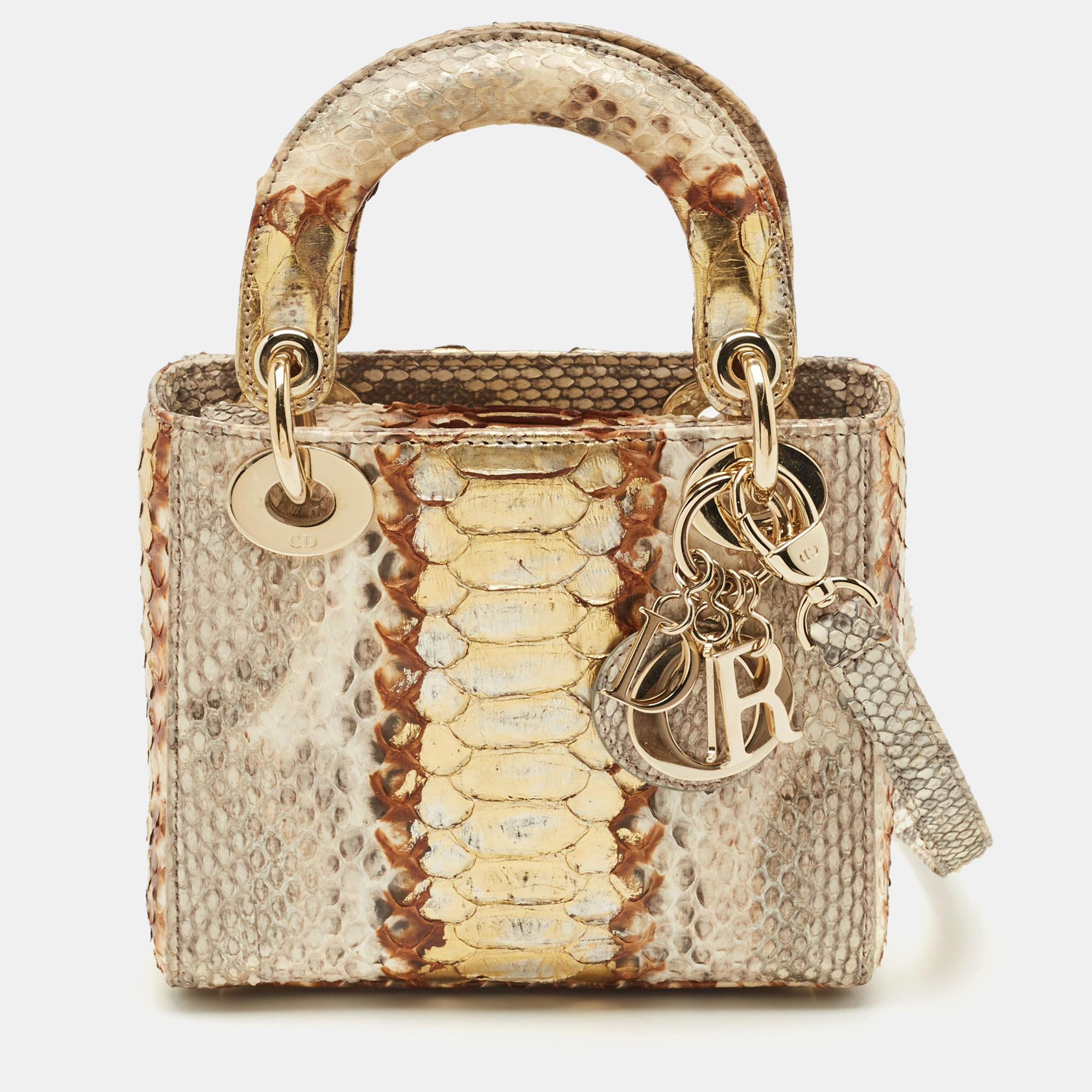 Dior Beige/Gold Python Mini Lady Dior Tote - Dior - Modalova