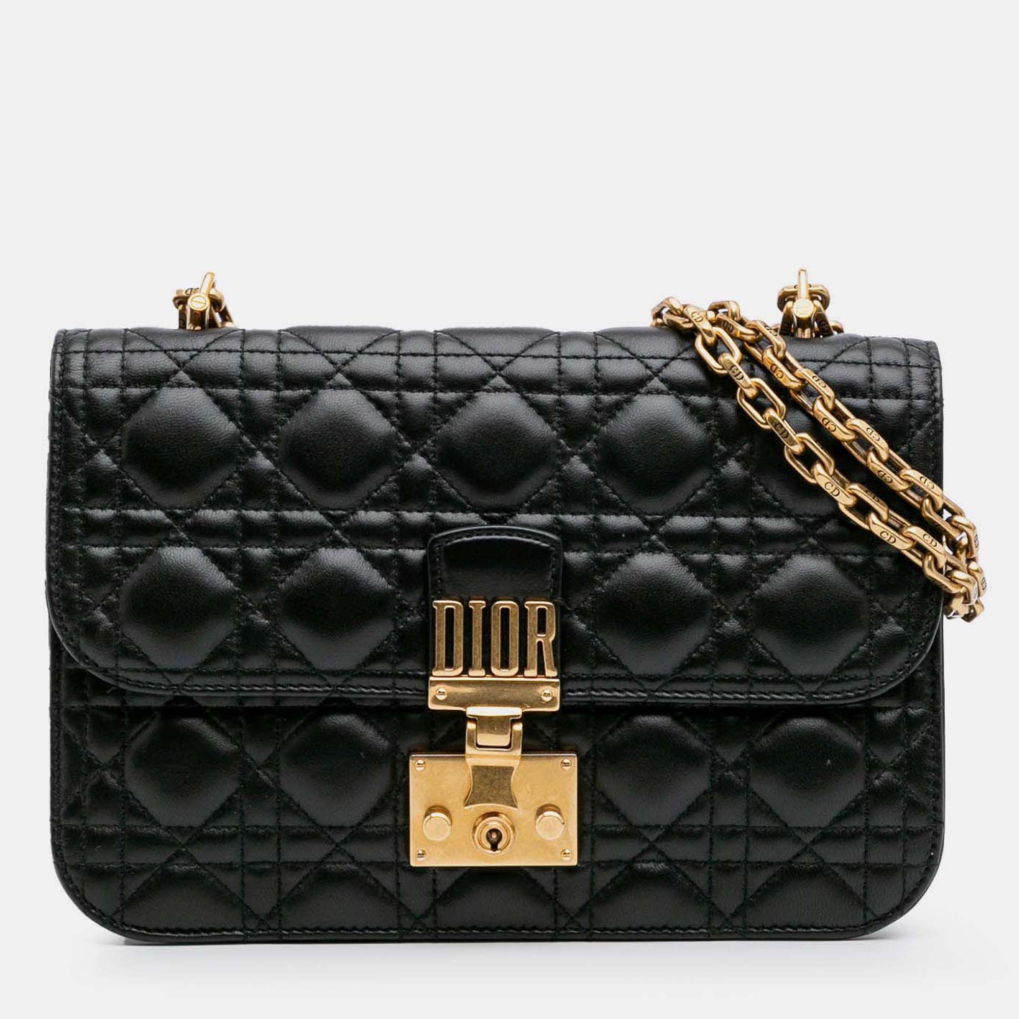Dior Black Medium Lambskin Cannage DiorAddict Flap 
Dior Black Medium Lambskin Cannage DiorAddict Flap