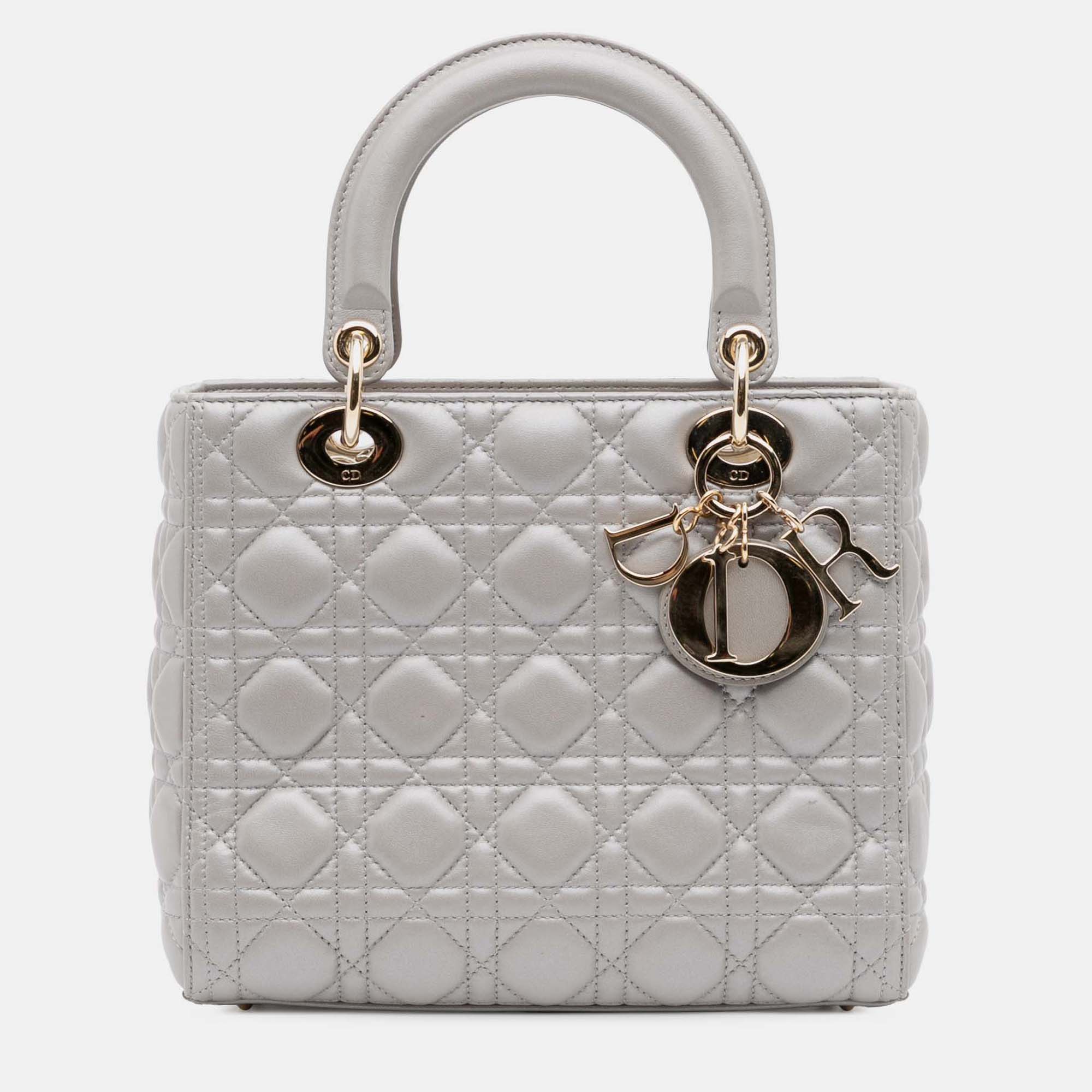 Dior Grey Medium Lambskin Cannage Lady Dior
Dior Grey Medium Lambskin Cannage Lady Dior