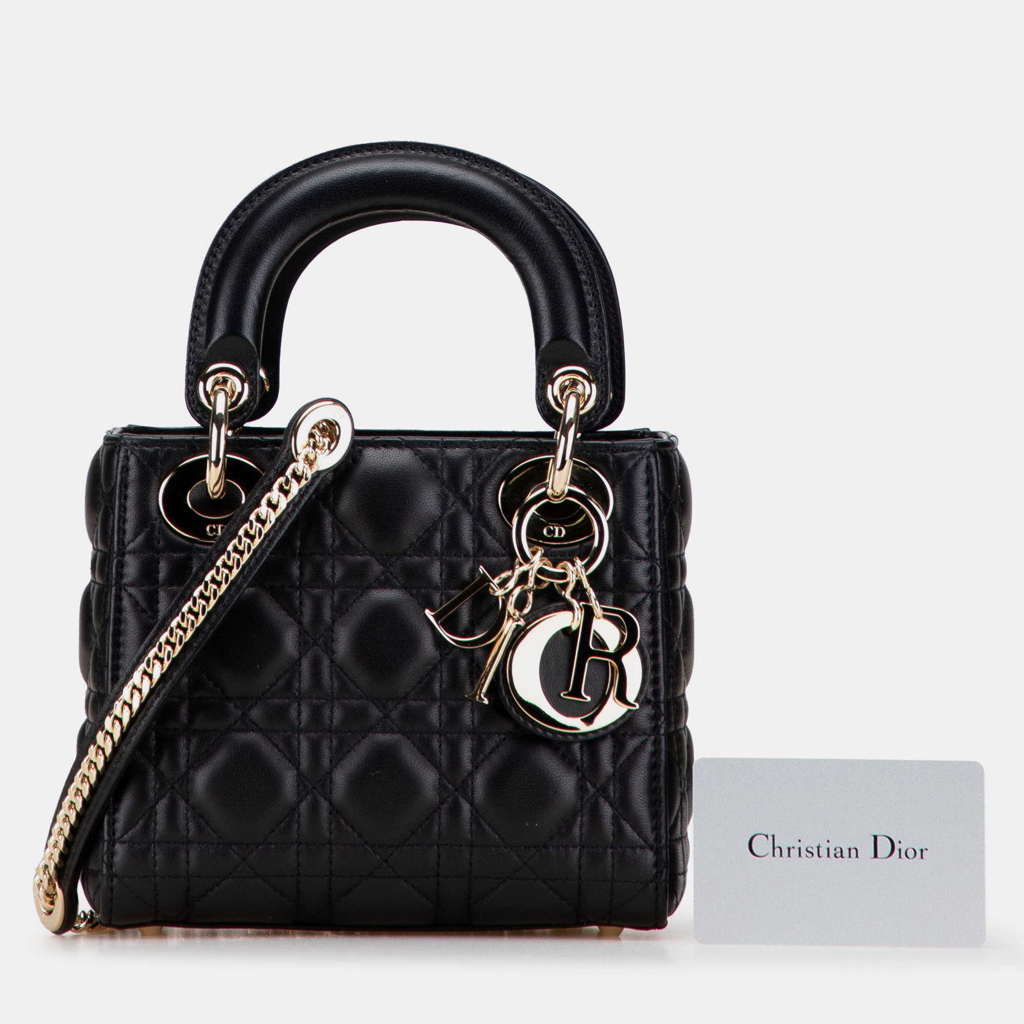Dior Black Mini Lambskin Cannage Lady Dior 
Dior Black Mini Lambskin Cannage Lady Dior