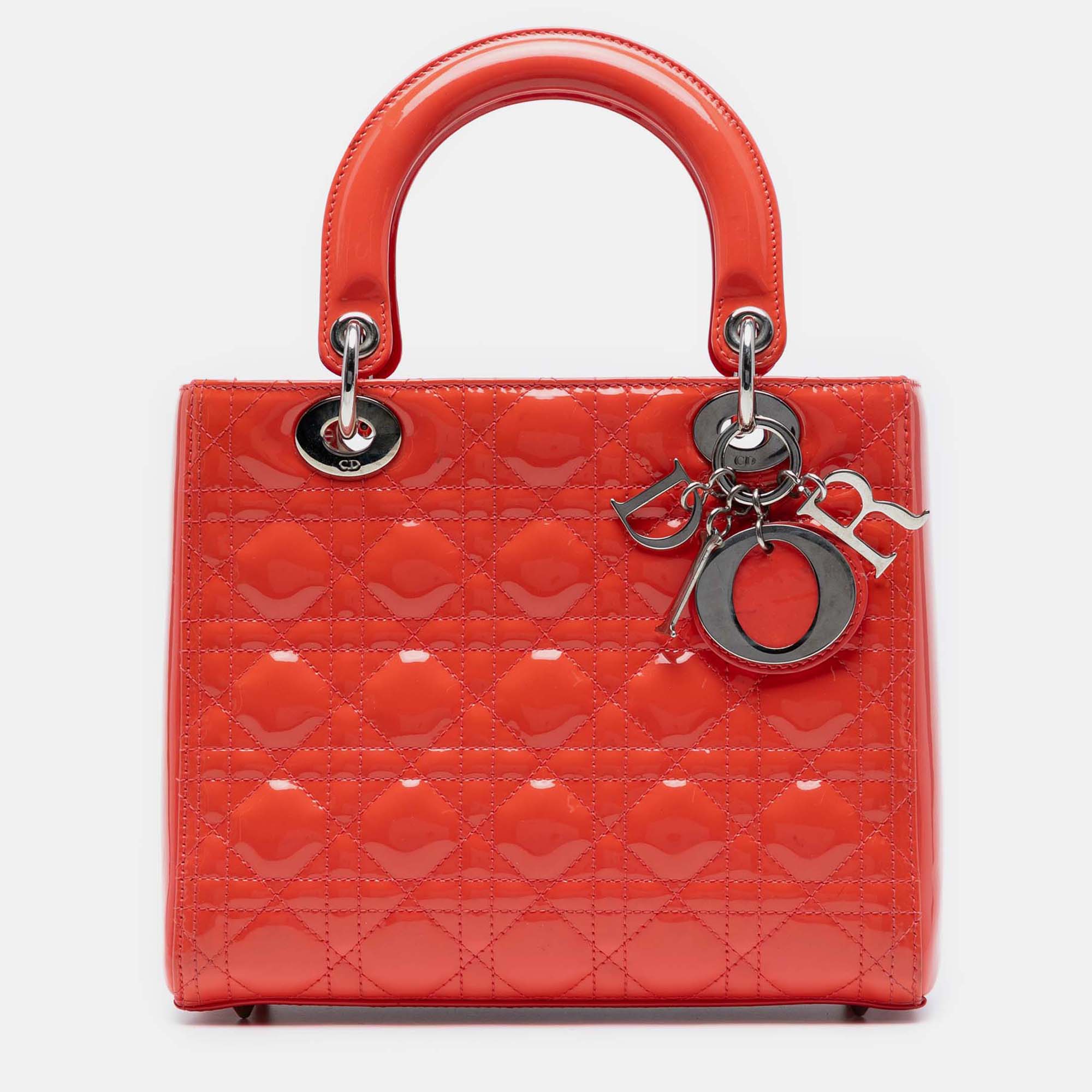 Dior Orange Medium Patent Cannage Lady Dior
Dior Orange Medium Patent Cannage Lady Dior