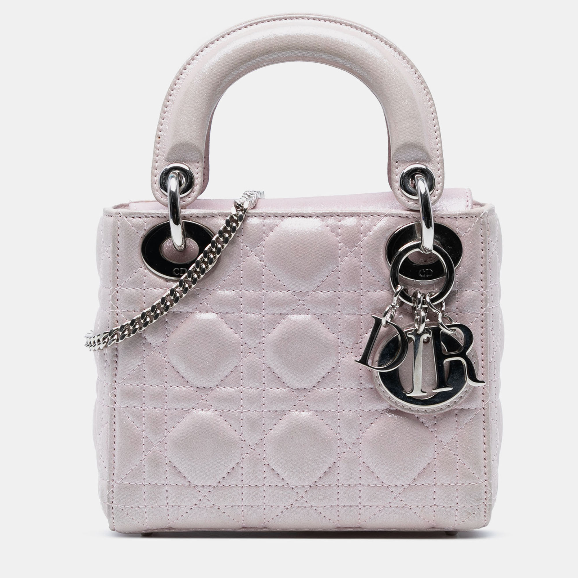 Dior Pink Mini Metallic Lambskin Cannage Lady Dior 
Dior Pink Mini Metallic Lambskin Cannage Lady Dior