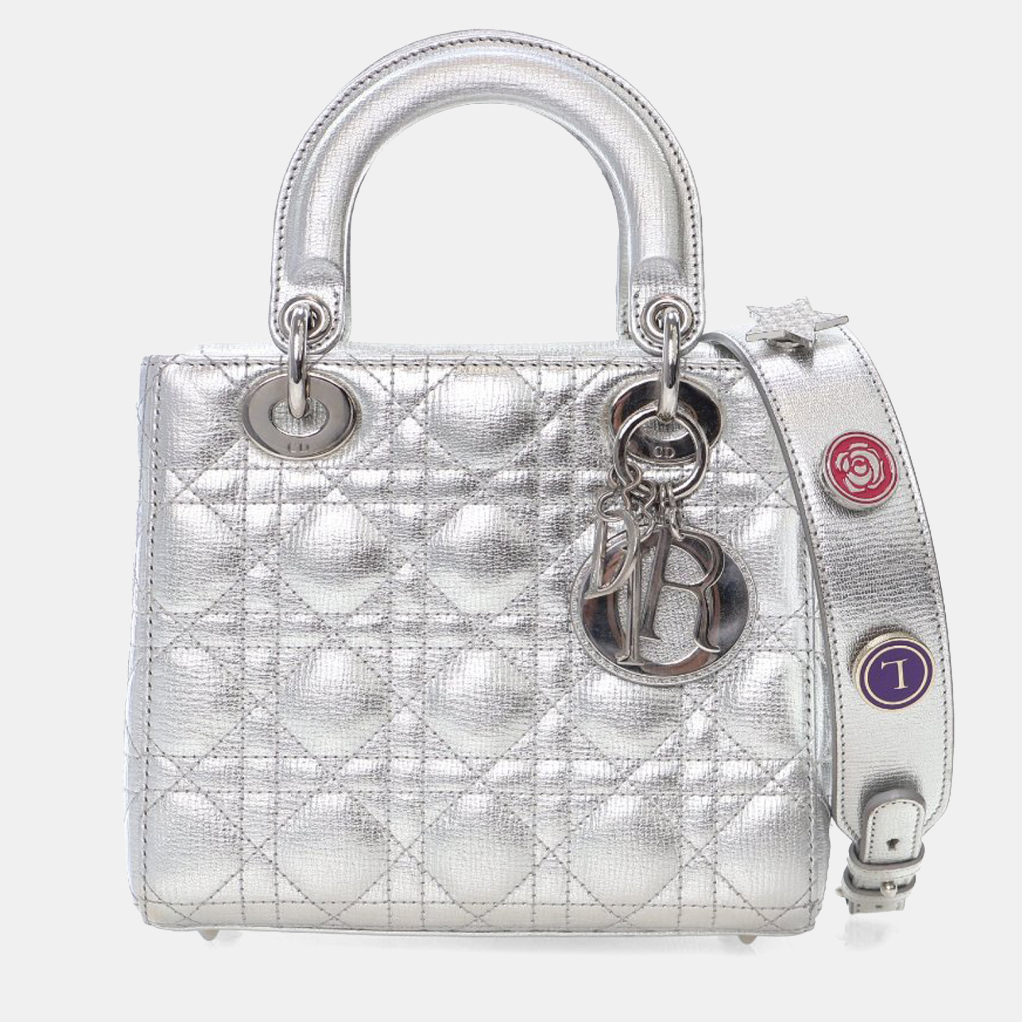 Dior Silver Small Metallic Grained Calfskin Cannage My ABCDior Lady Dior
Dior Silver Small Metallic Grained Calfskin Cannage My ABCDior Lady Dior