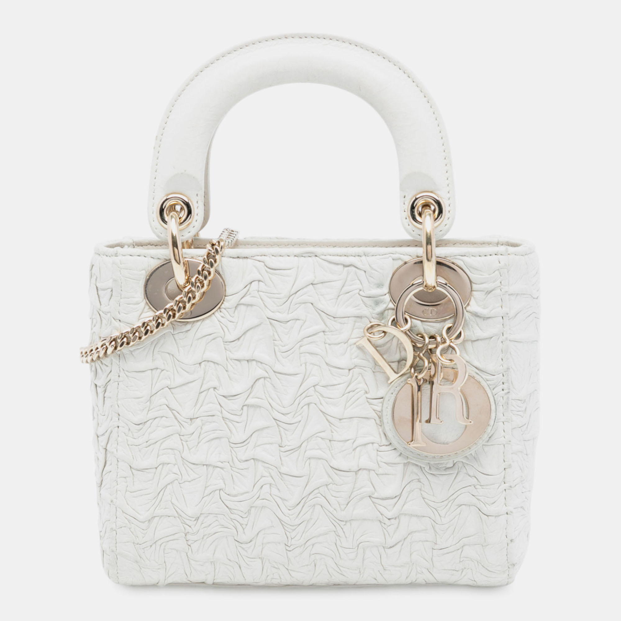 Dior White Mini Wavy Crinkled Lambskin Lady Dior
Dior White Mini Wavy Crinkled Lambskin Lady Dior