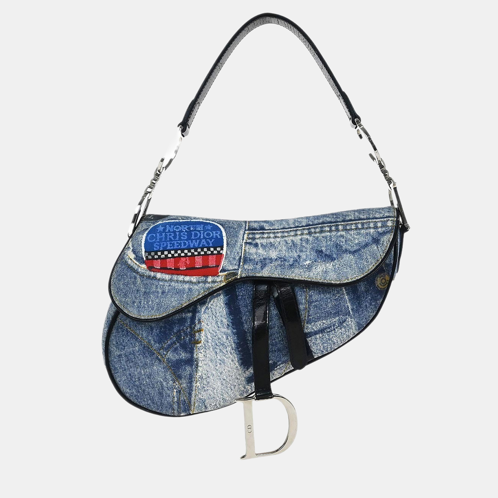 Christian Dior Blue Denim Print Saddle Handbag, Navy blue
Christian Dior Blue Denim Print Saddle Handbag, Navy blue