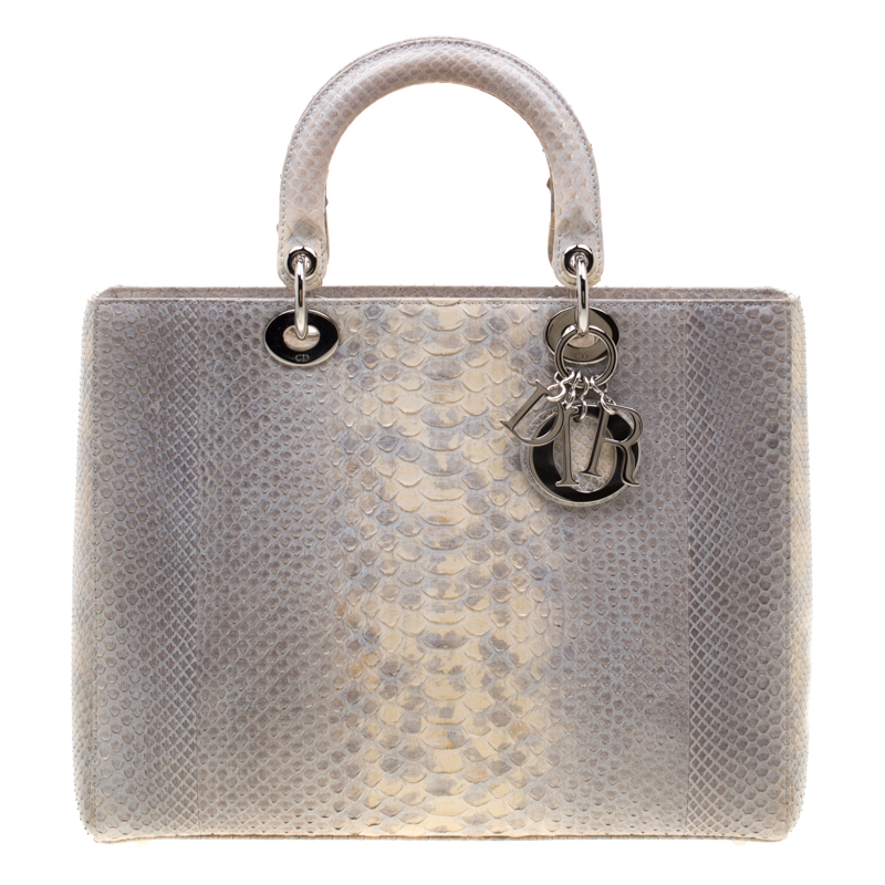 Dior Grey Python Large Lady Dior Tote