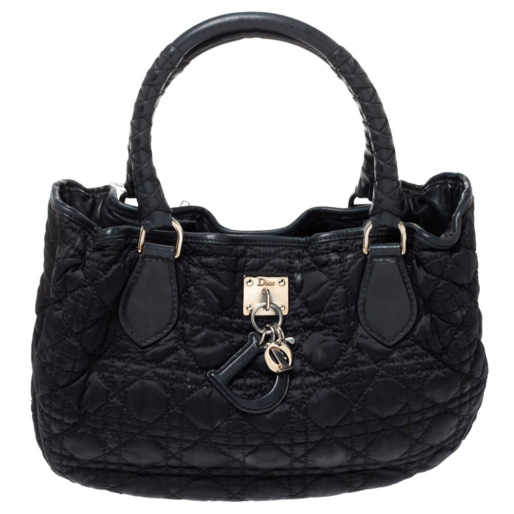Image of Dior Black Cannage Satin Charming Shoulder Bag