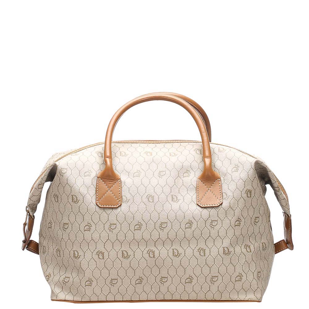 Image of Dior Beige/Brown Honeycomb Coated Canvas Travel Bag