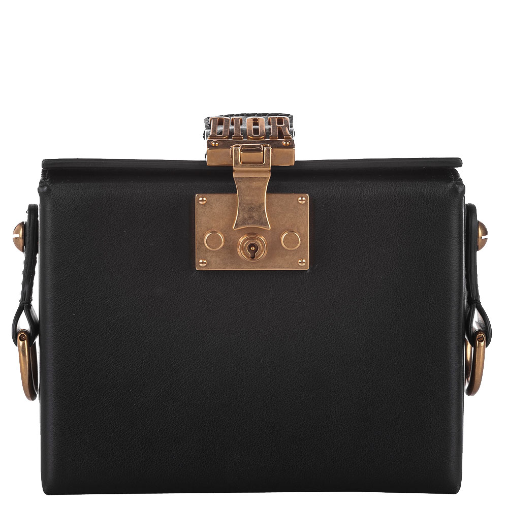 Dior Black Leather Dioraddict Lockbox Bag