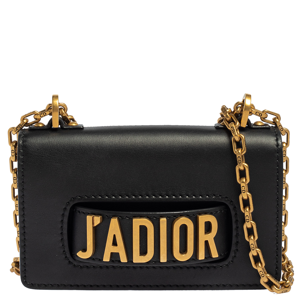 Dior Black Leather J'Adior Flap Crossbody Bag