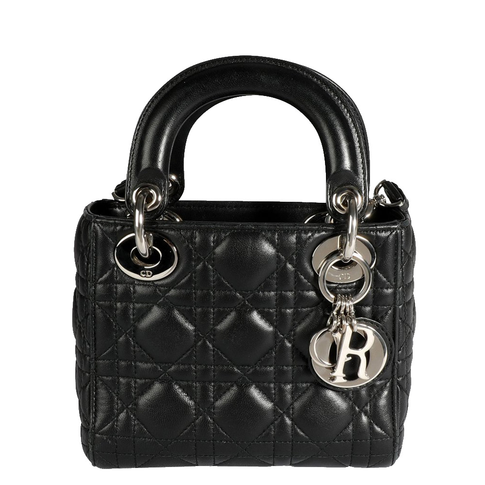 Dior Black Cannage Leather Lady Dior Mini Bag