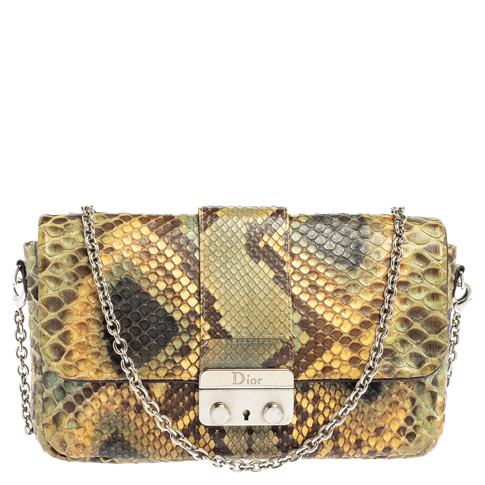 Dior Multicolor Python Chain Miss Dior Flap Crossbody Bag