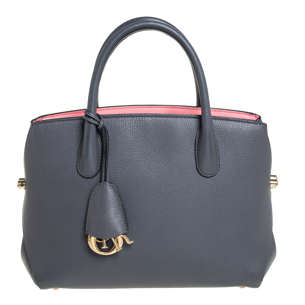 Dior Grey/Pink Leather Open Bar Tote