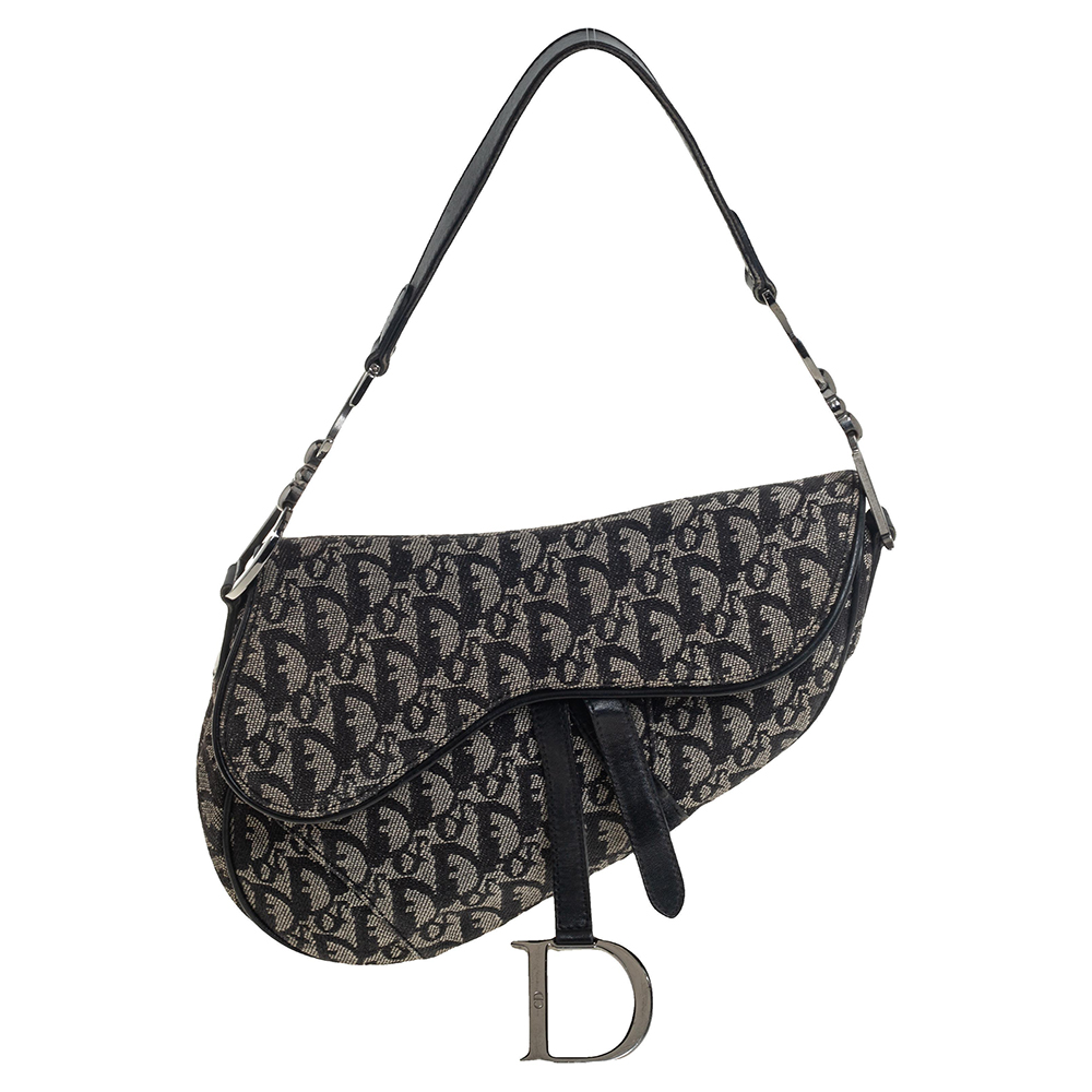 Dior Black Oblique Canvas Saddle Bag