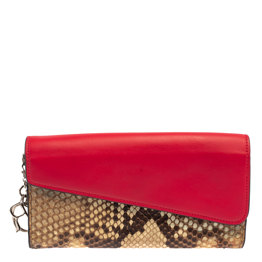 Dior Multicolor Python and Leather Diorissimo Rencontre Wallet