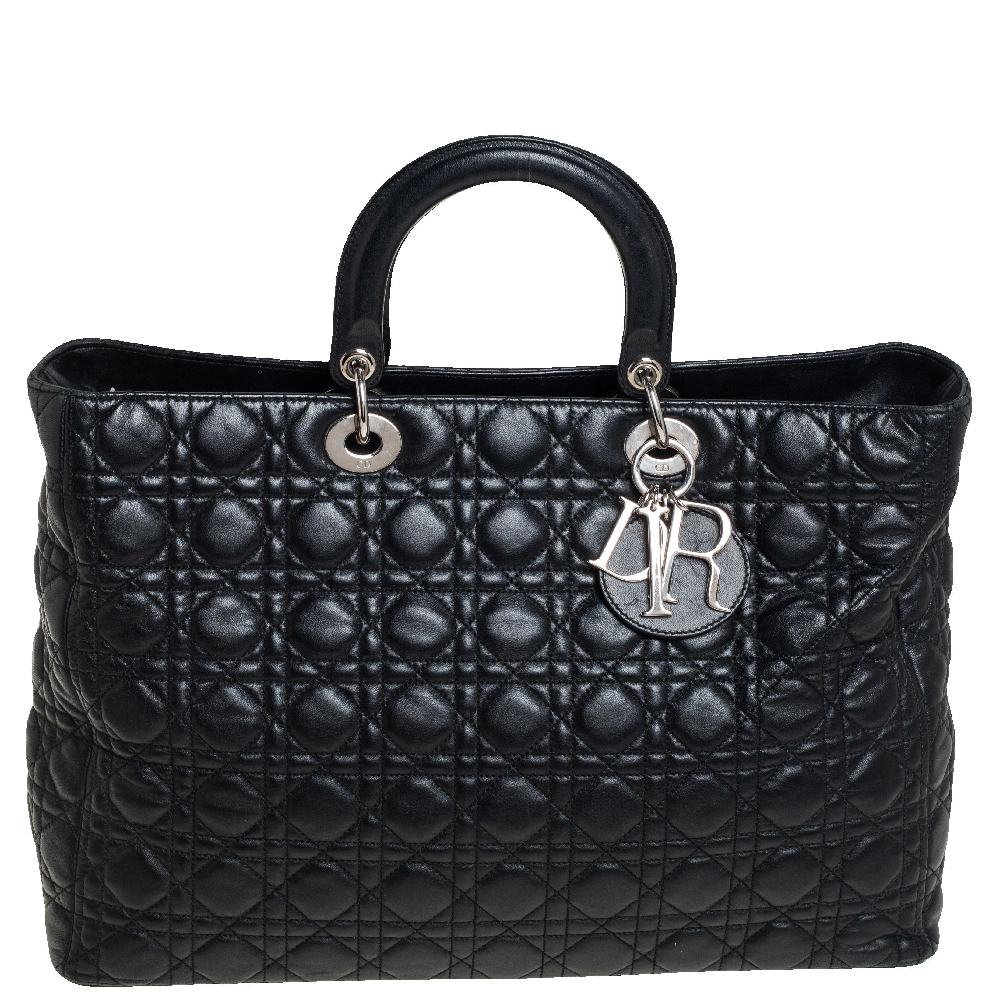 Dior Black Quilted Leather Soft Lady Dior Tote