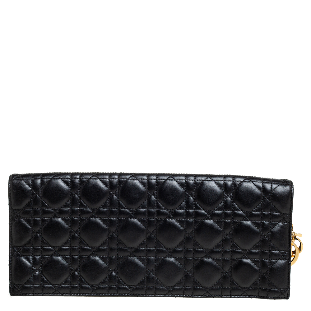 Dior Black Cannage Leather Foldover Clutch