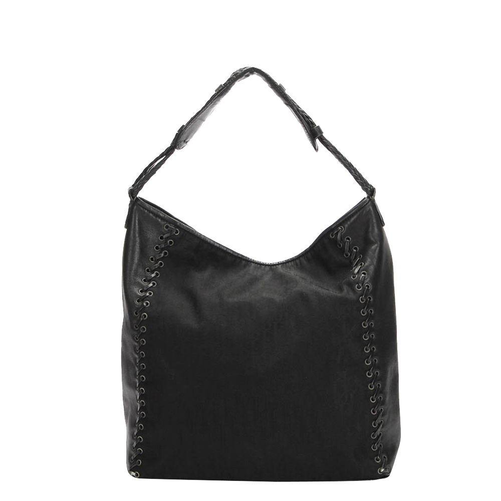 Dior Black Nylon Leather Oblique Ethnic Nylon Shoulder Bag
