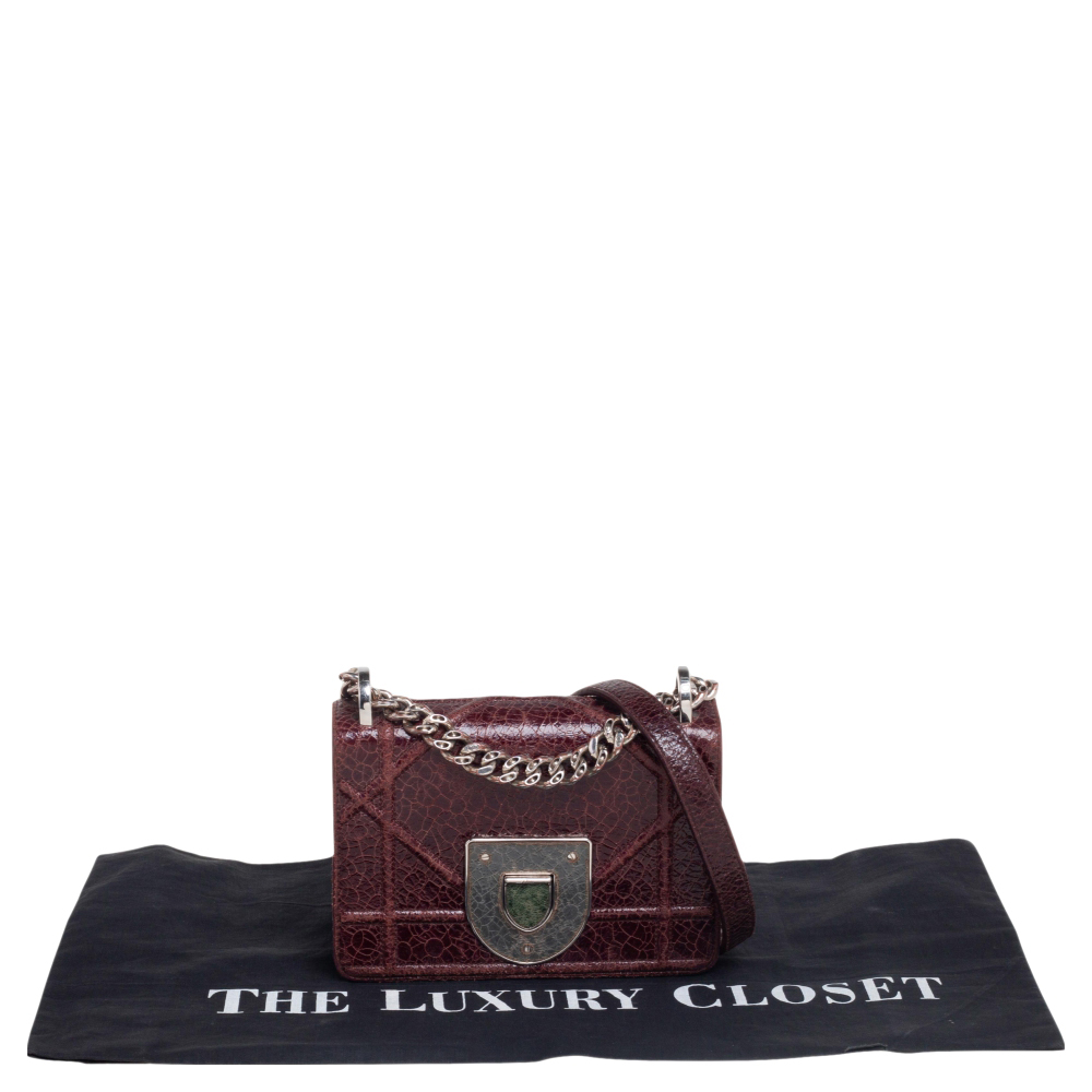 Dior Burgundy Ceramic Effect Leather Diorama Club Shoulder Bag