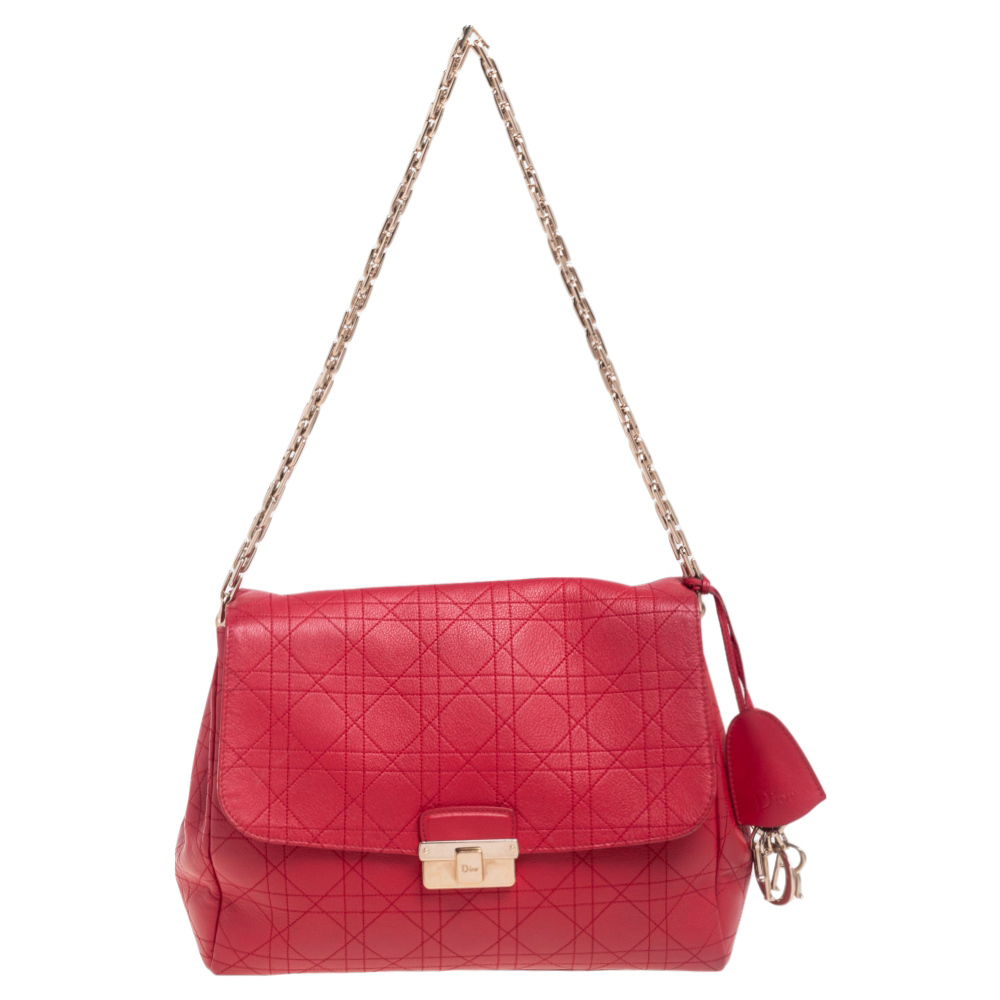 Dior Red Cannage Leather Large Diorling Shoulder Bag