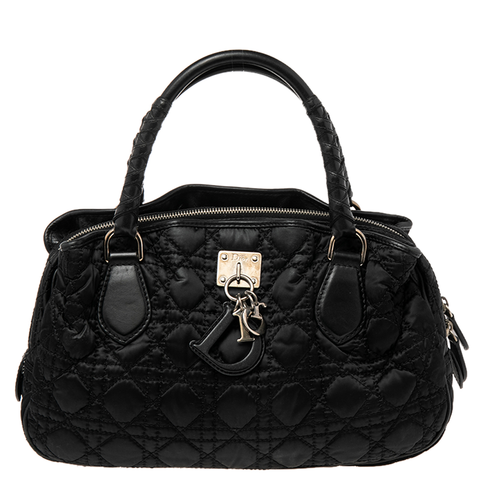 Dior Black Cannage Nylon Charming Shoulder Bag