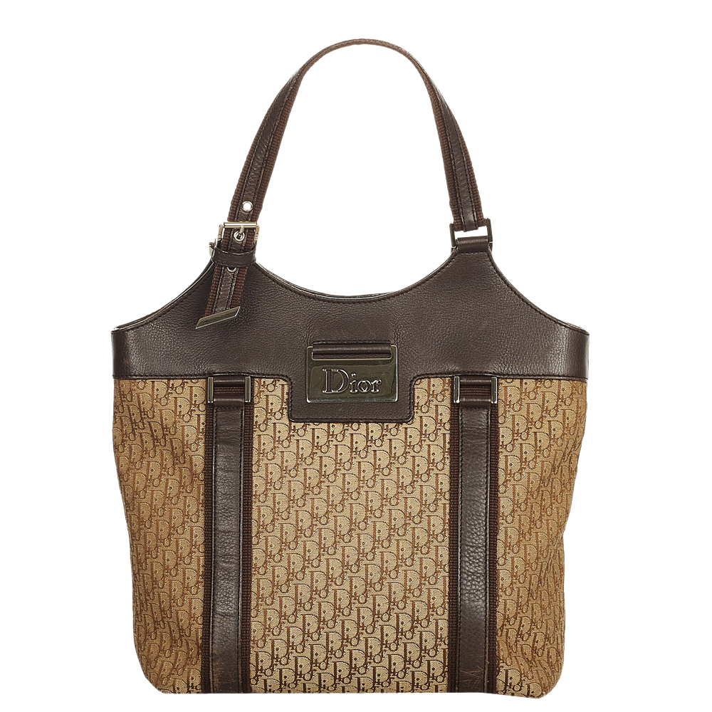 Dior Brown/Beige Oblique Canvas Top Handle Bag