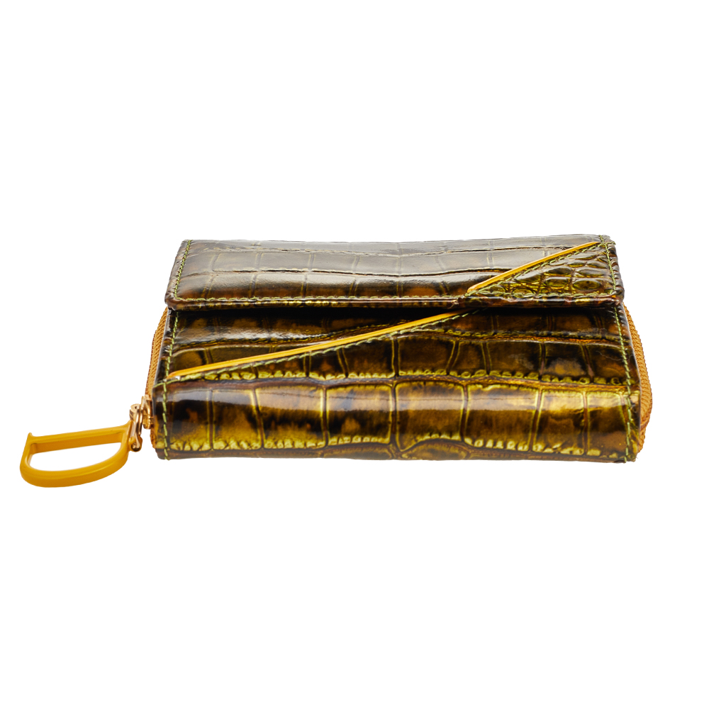 Dior Vintage Yellow/Green Croc Embossed Leather Wallet