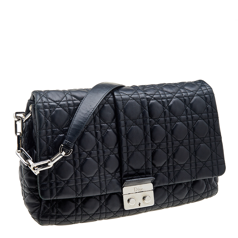 Dior Black Cannage Leather Large Miss Dior Flap Bag