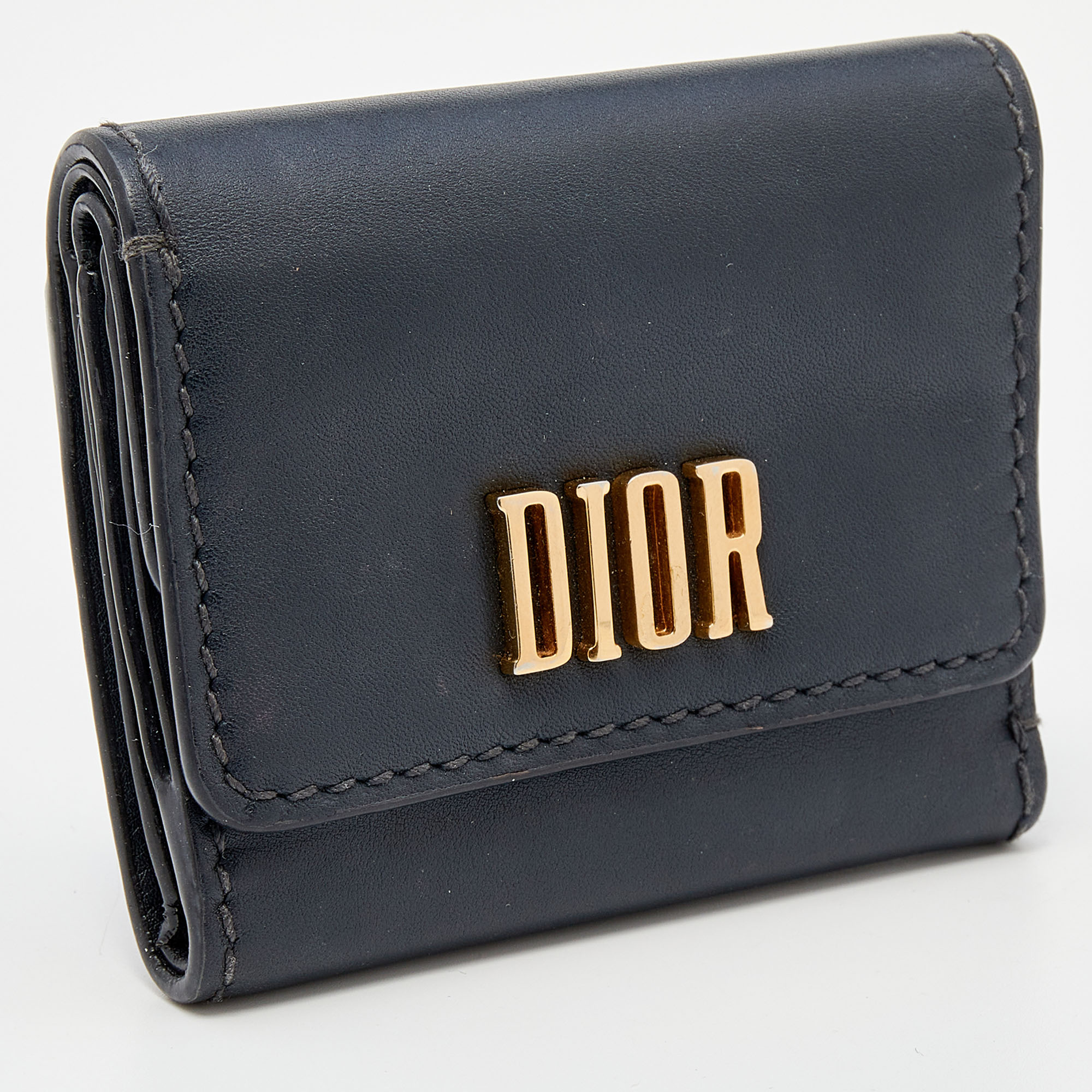 Dior Grey Leather D-Fence Compact Wallet