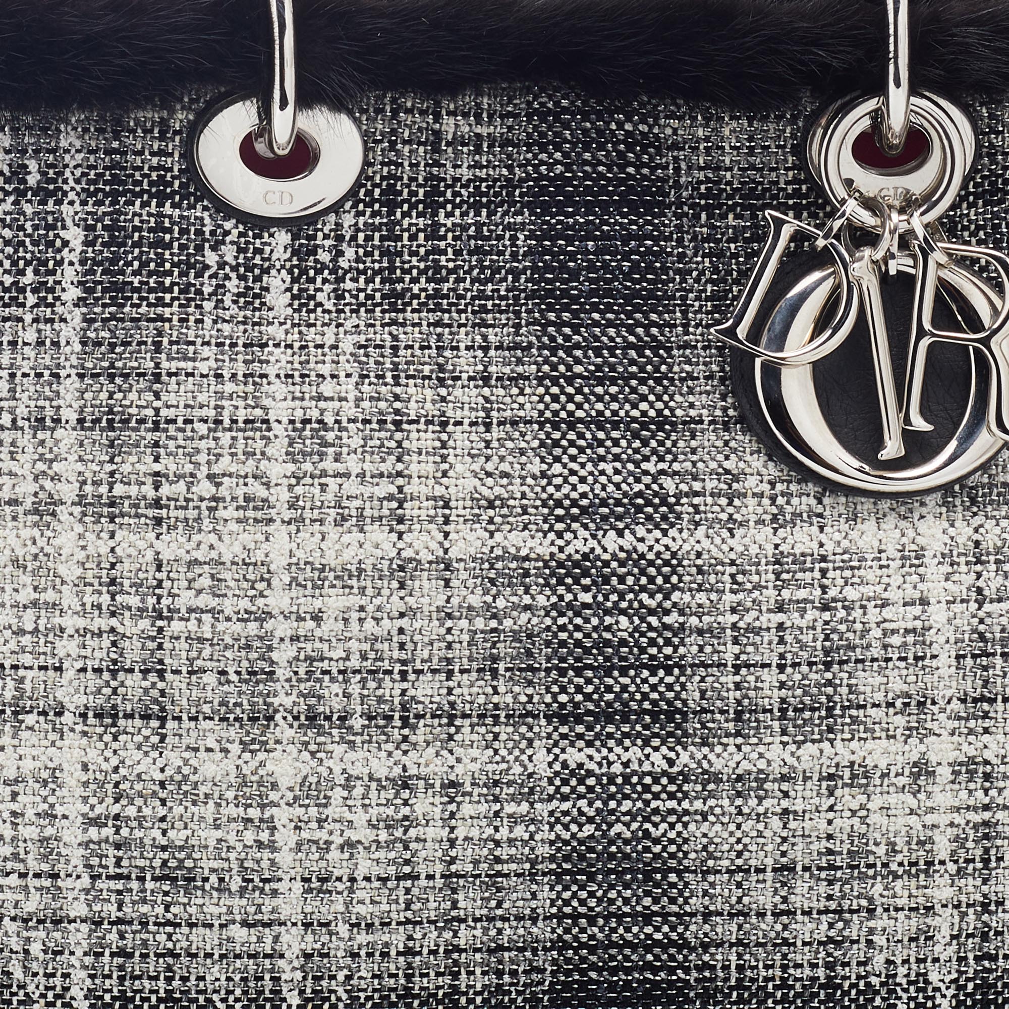 Dior Tricolor Tweed And Mink Fur Medium Diorissimo Tote