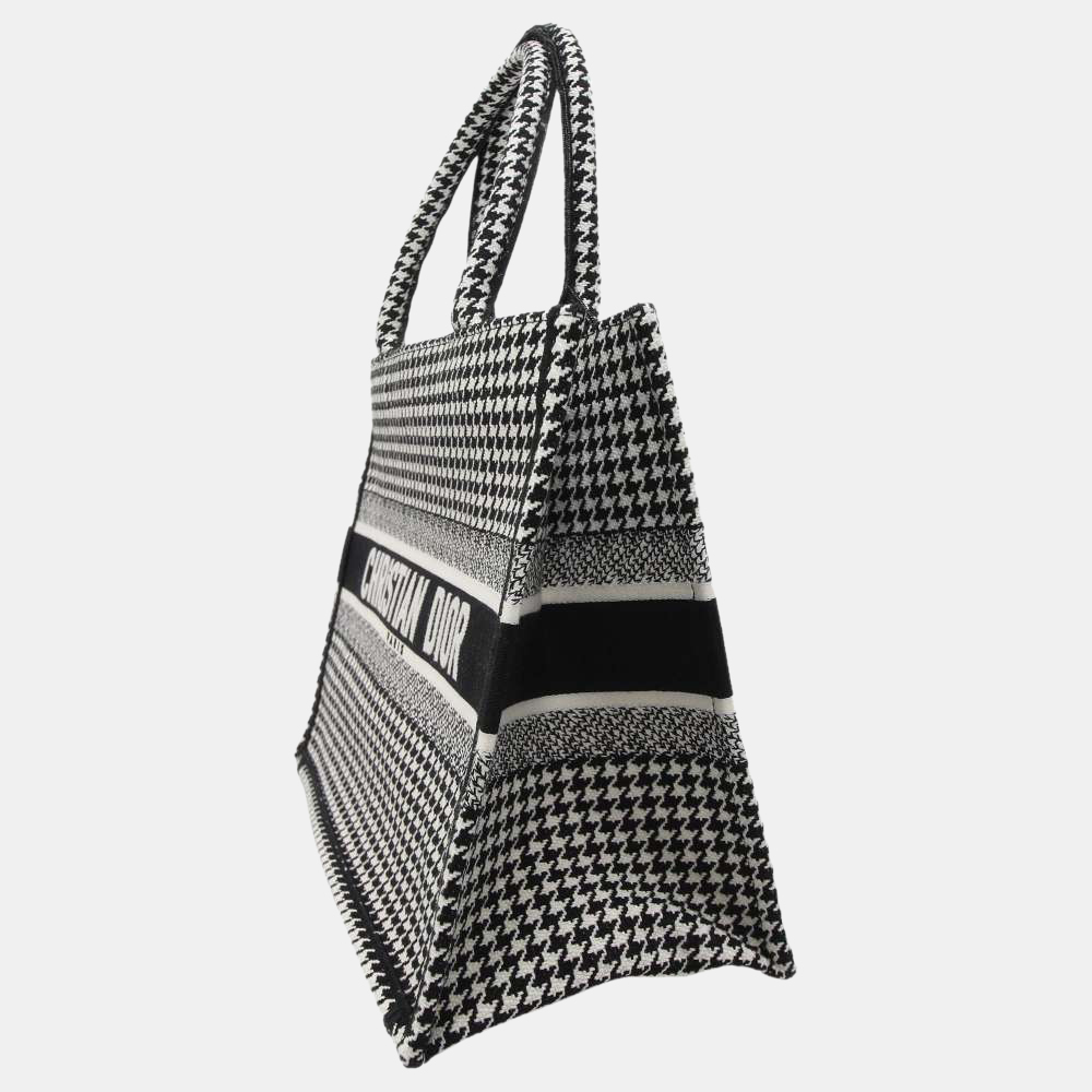 

Dior Black/White Canvas Large Houndstooth Book Tote Bag