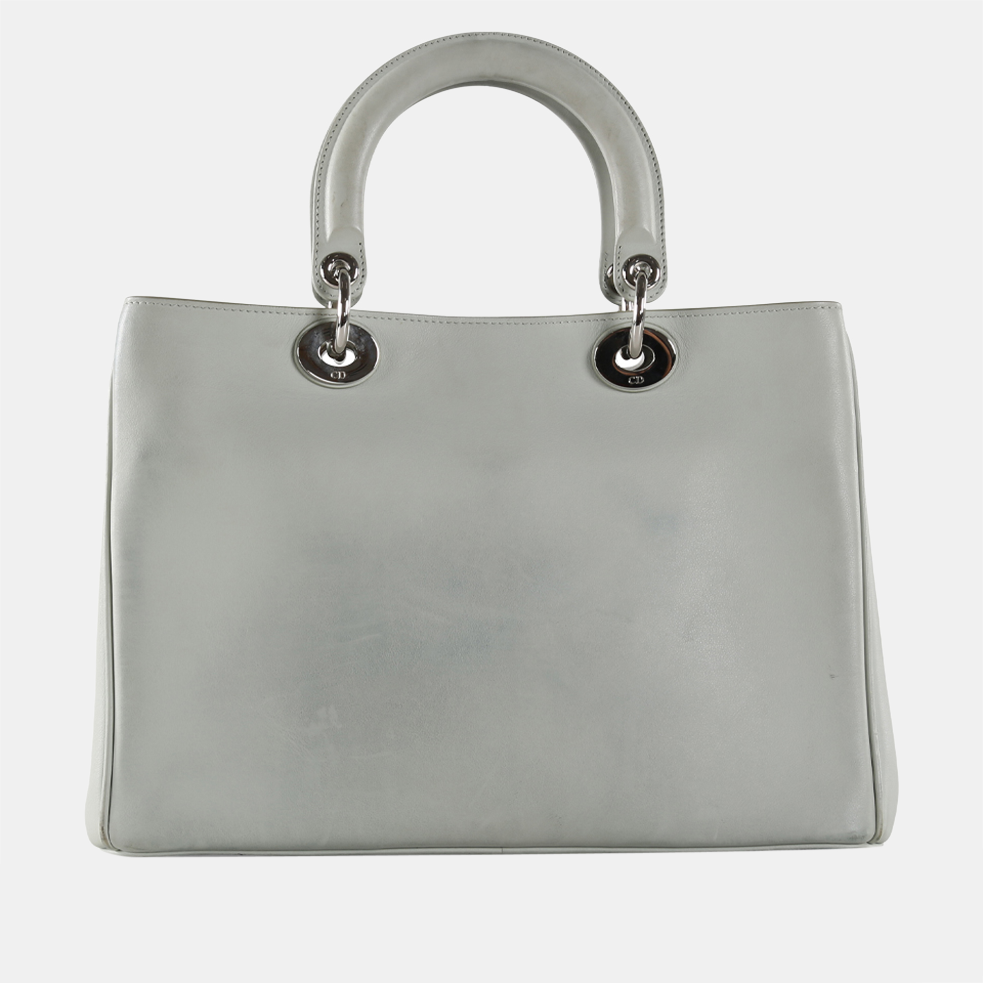 Christian Dior Light Grey Leather Medium Diorissimo Tote Bag