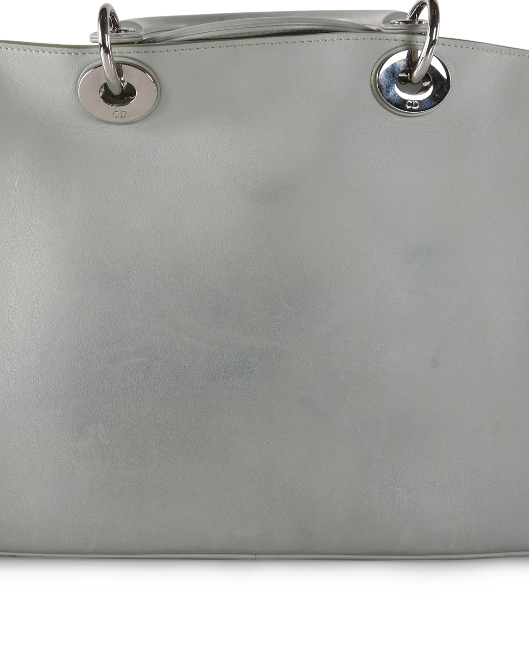 Christian Dior Light Grey Leather Medium Diorissimo Tote Bag