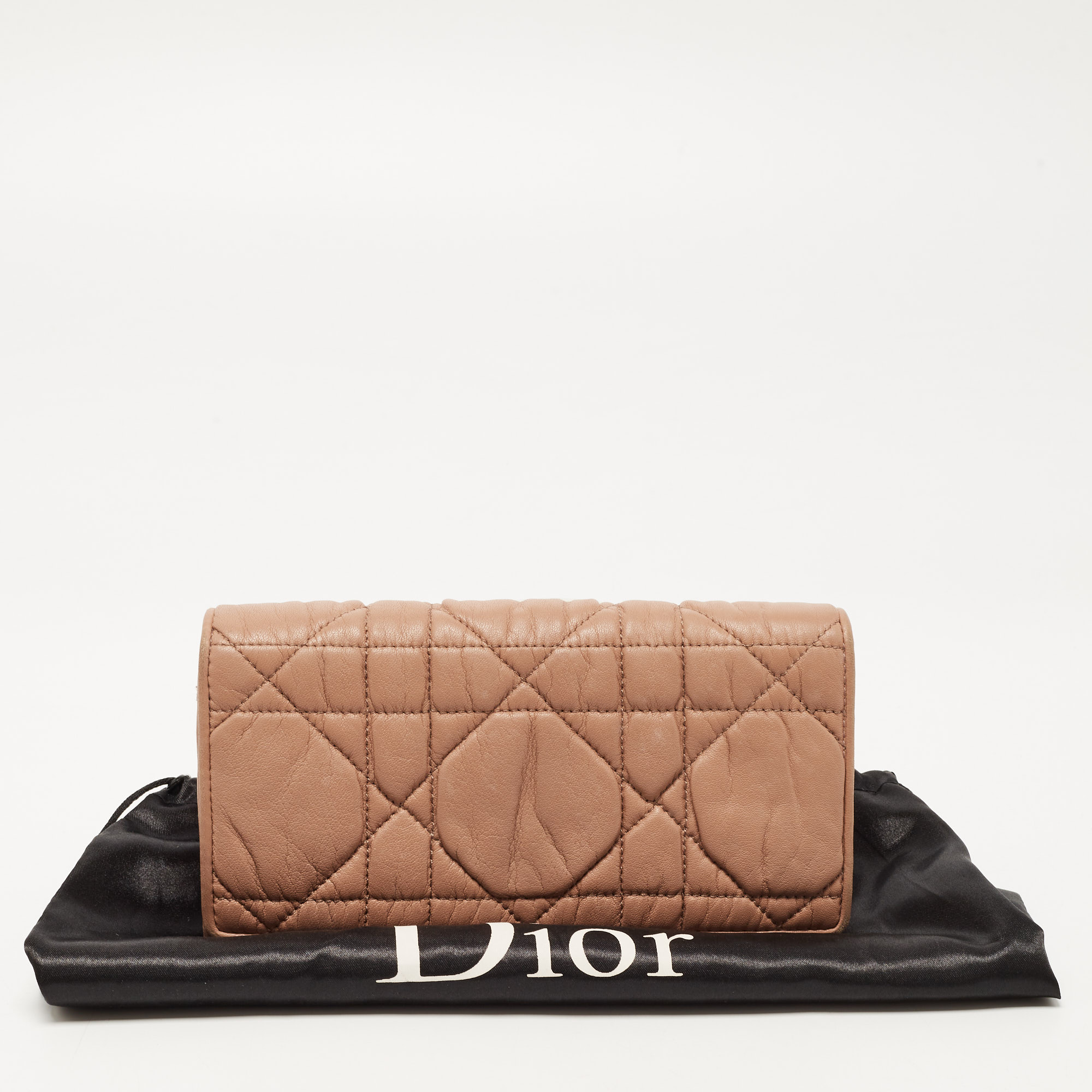 Dior Beige Cannage Leather Lady Dior Continental Wallet