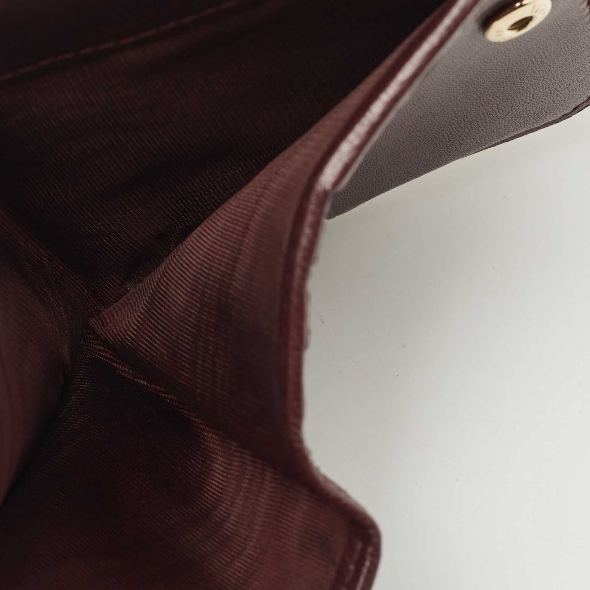 Dior Burgundy Leather Diorama Zip Compact Wallet