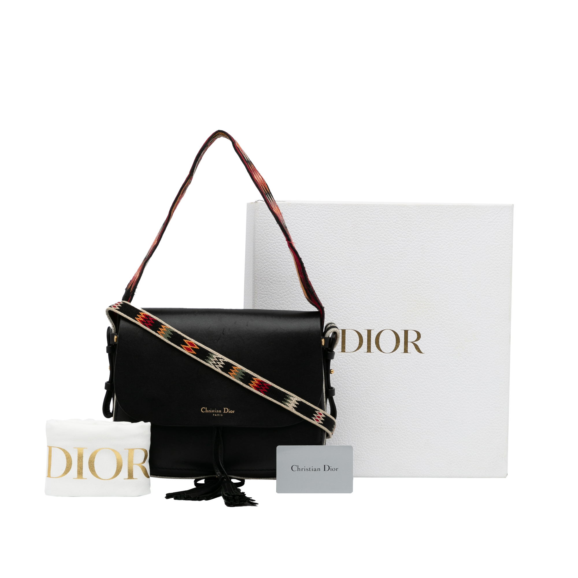 Dior Black Diorodeo Flap Crossbody BAg
