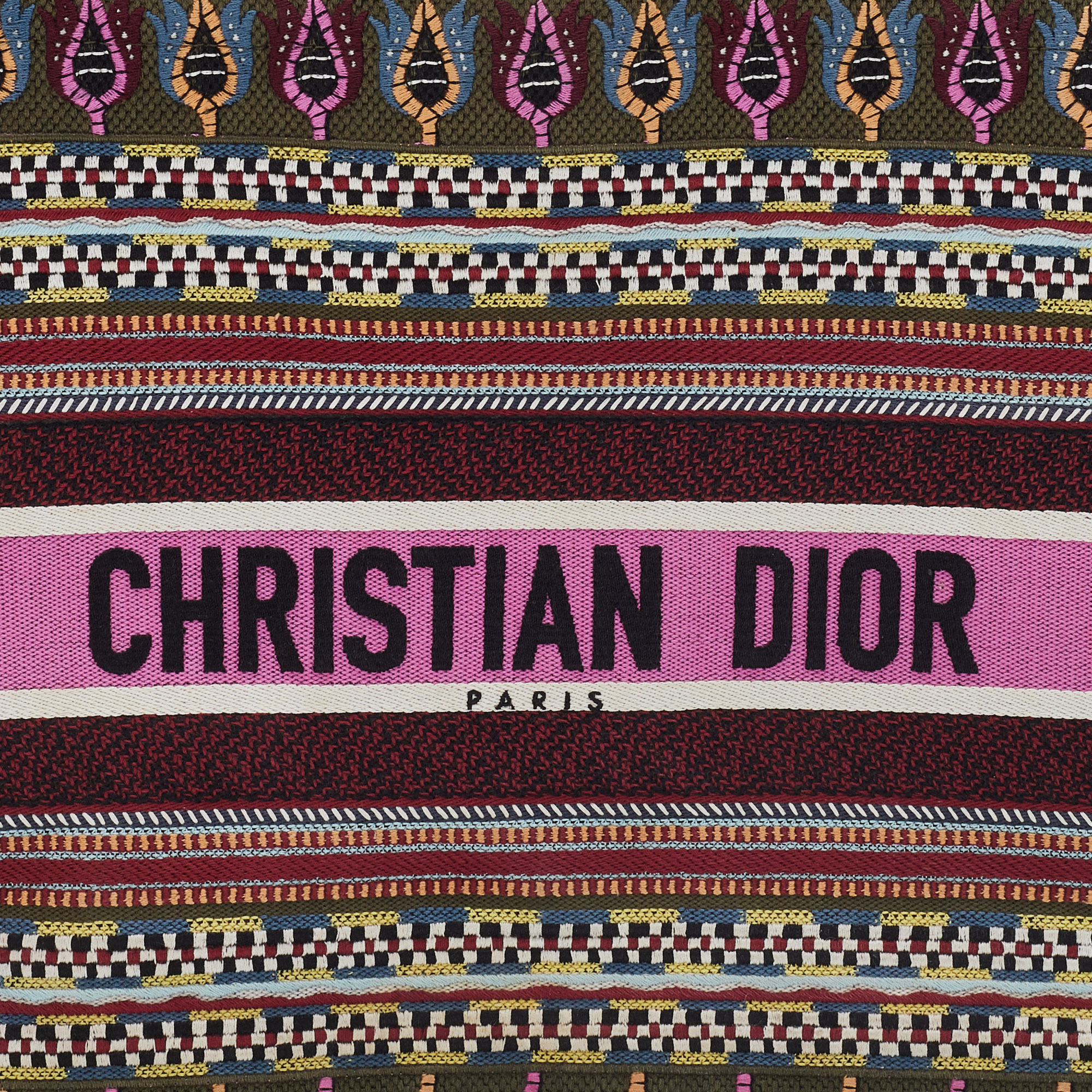 Dior Multicolor Embroidered Canvas Large Book Tote