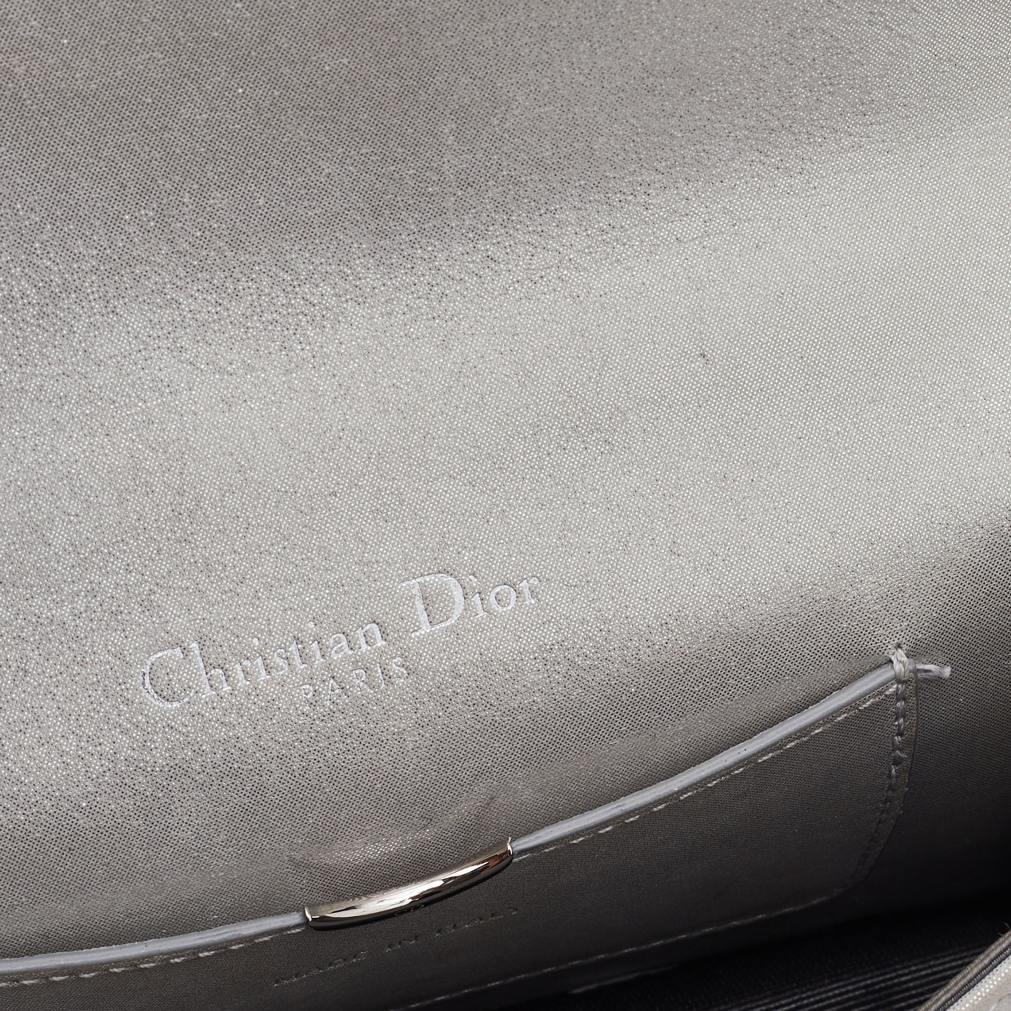 Dior Grey Shimmering Leather Mini Diorama Crossbody Bag