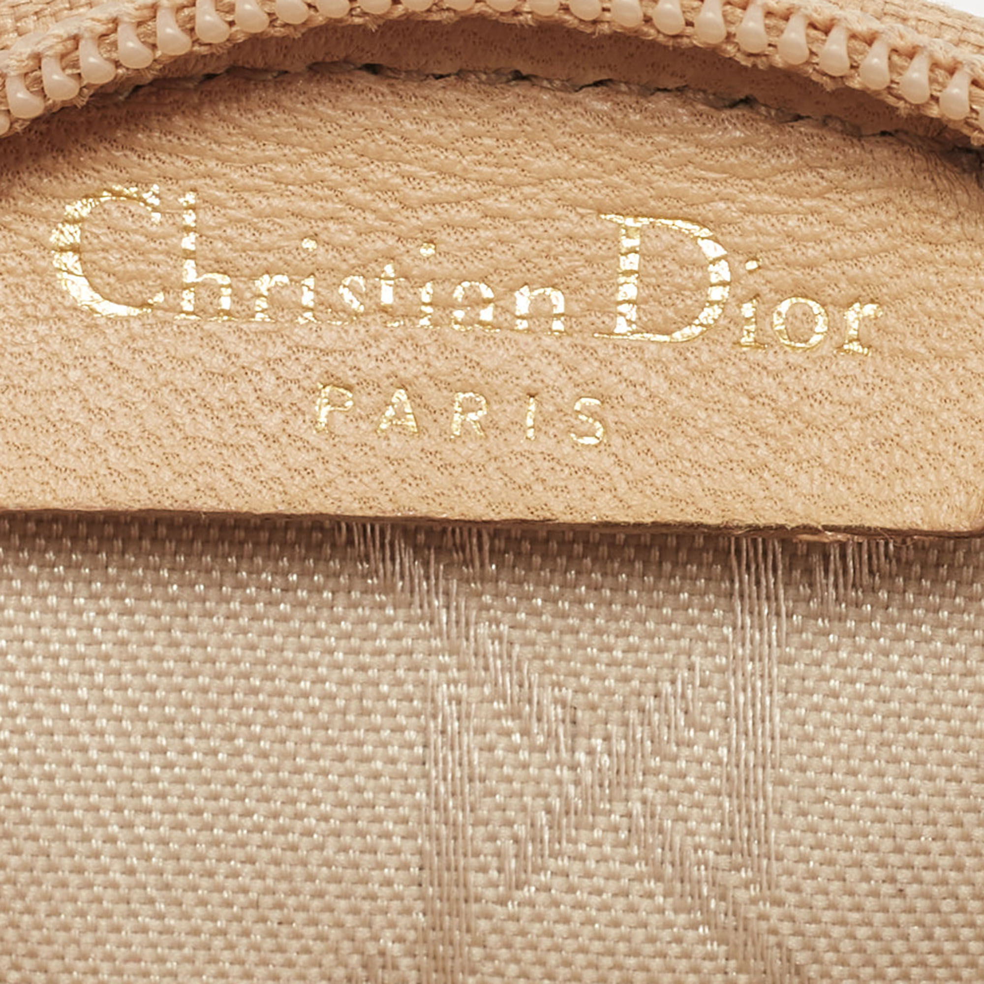 Dior Beige Cannage Fabric Zip Coin Purse