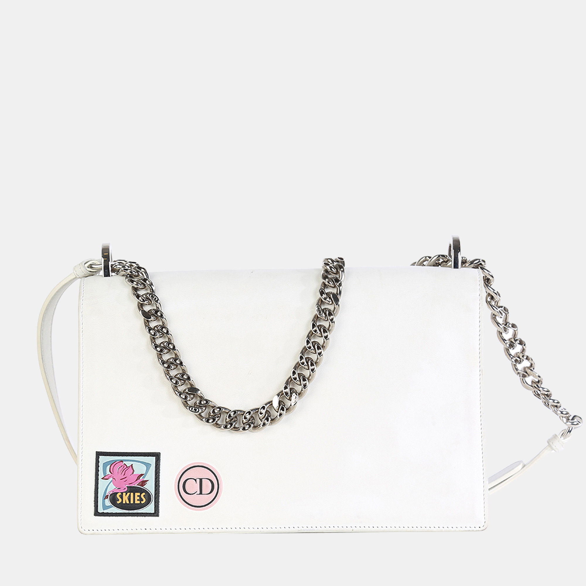 Christian Dior White Leather Medium Paradise Diorama Shoulder Bag