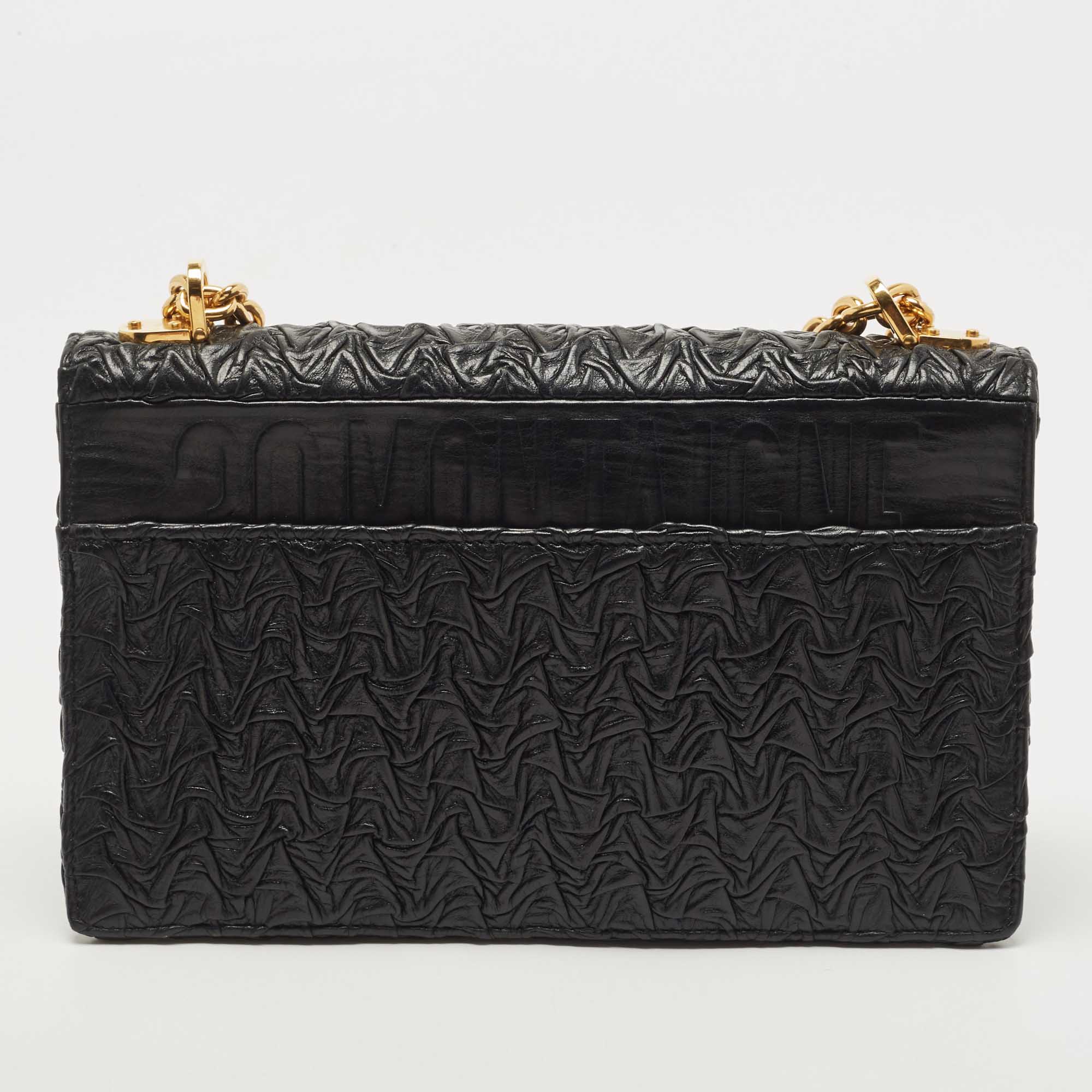 Dior Black Wavy Effect Leather 30 Montaigne Shoulder Bag