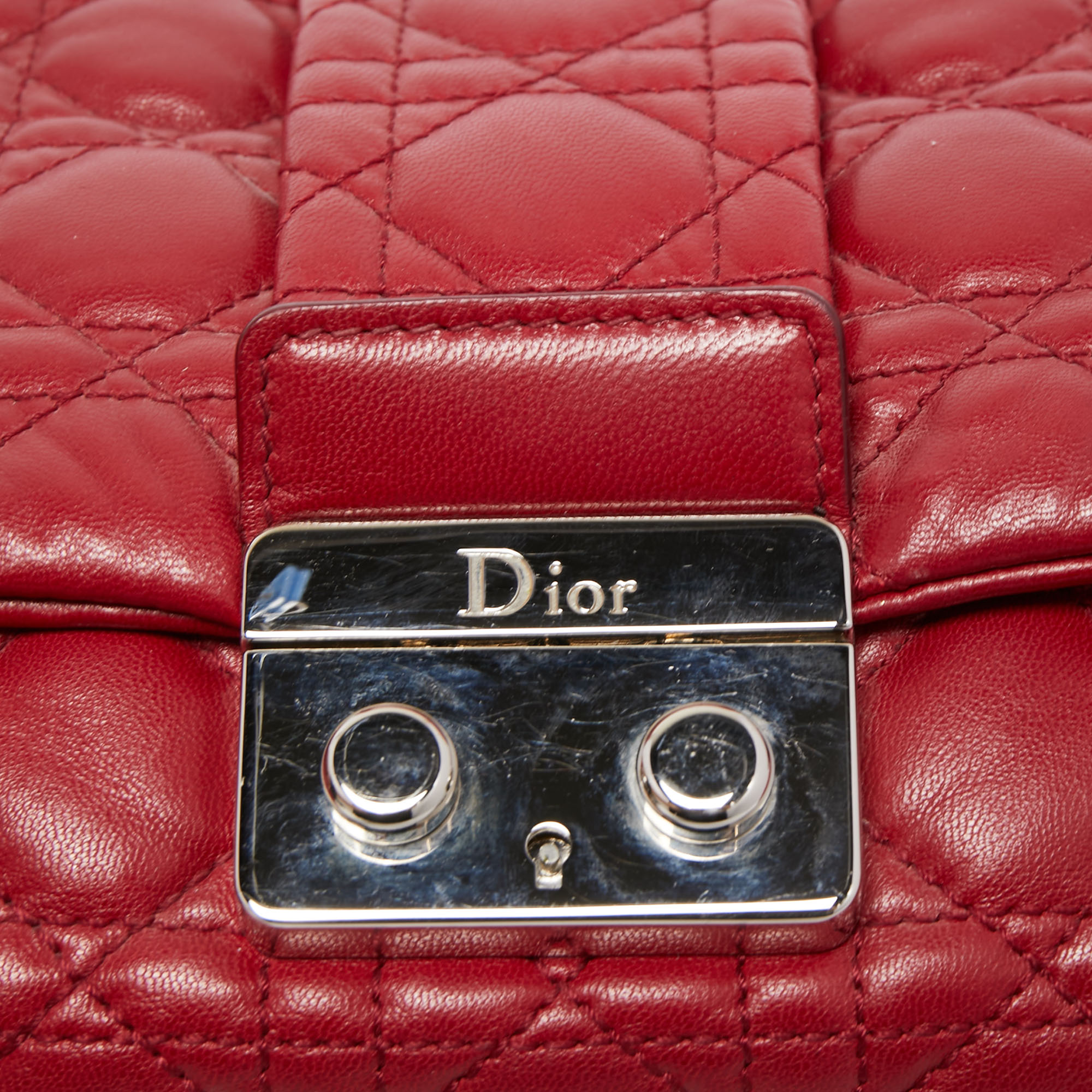 Dior Red Cannage Leather Miss Dior Shoulder Bag