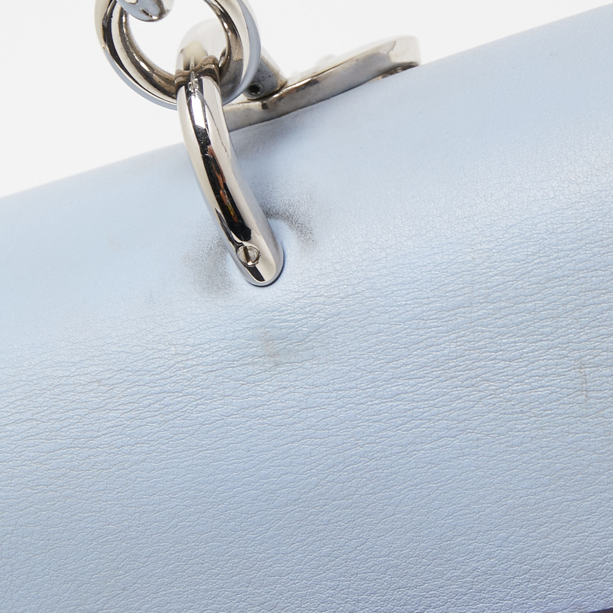 Dior Blue Leather Small Be Dior Flap Top Handle Bag